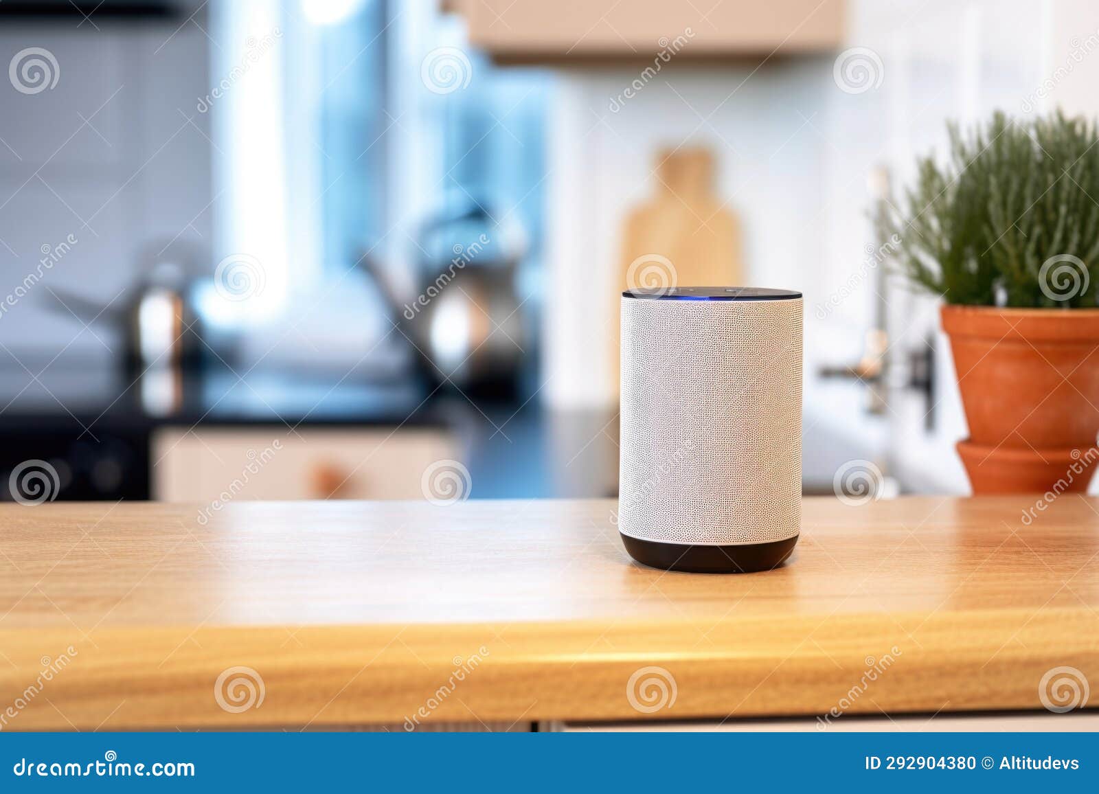 A Smart Speaker on a Kitchen Counter Stock Photo Image of convenience