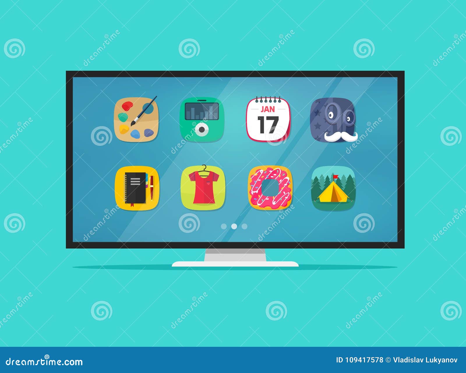 Smart Television Display Vector Illustration Isolated, Cartoon Design of  Flat Screen Tv with Smart Technology App Icons Stock Vector - Illustration  of communication, cinema: 109417578