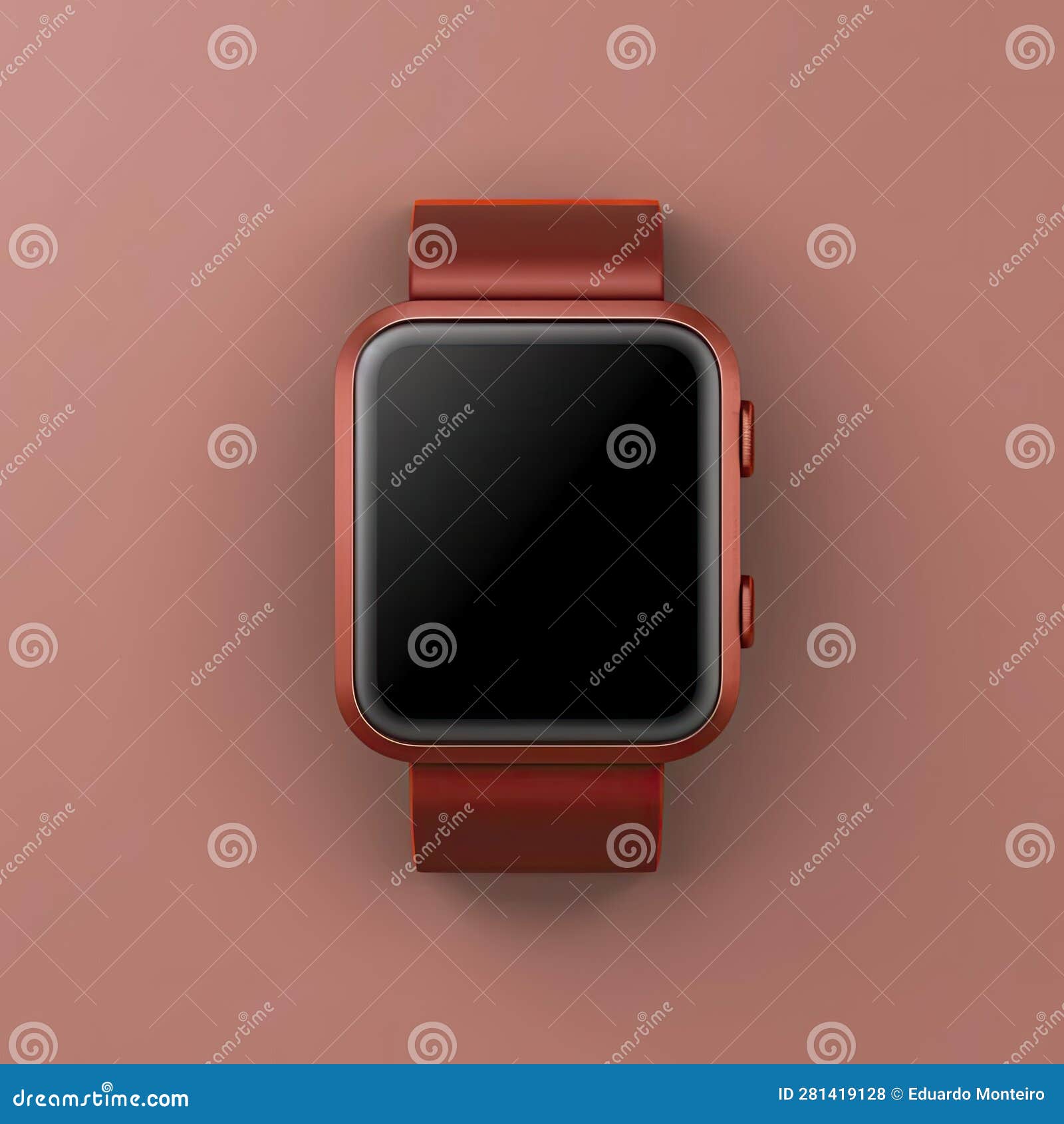 Smart Watch with Black Screen Isolated on Color Background Vector