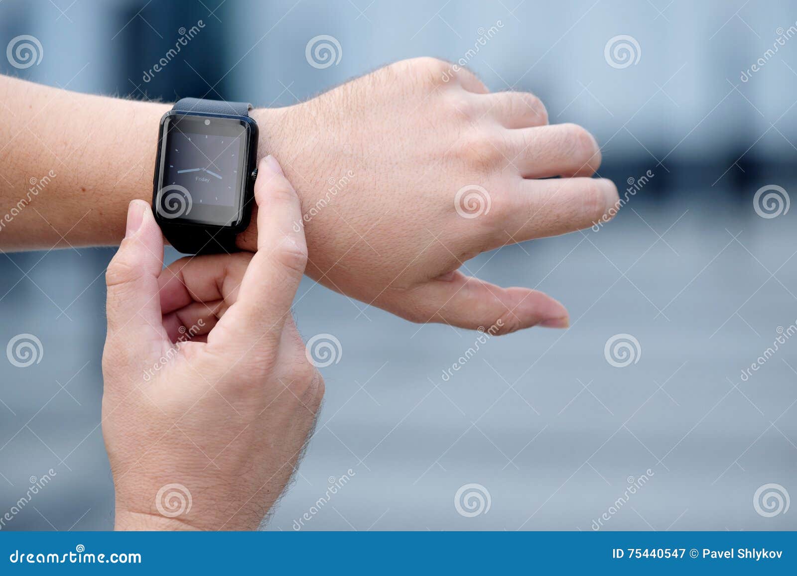 Smart Watch with Blank Screen Outdoors Stock Image Image of
