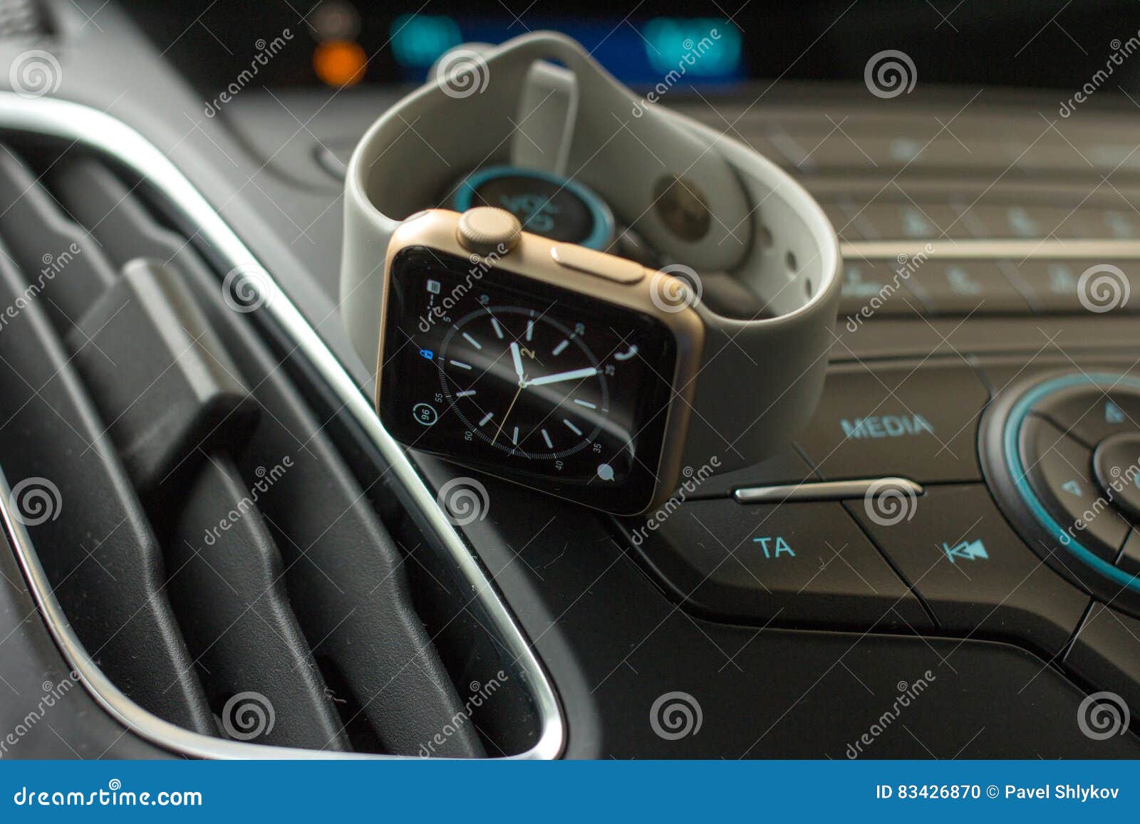 Smart Watch on Car Dashboard Stock Photo Image of speed, luxury 83426870