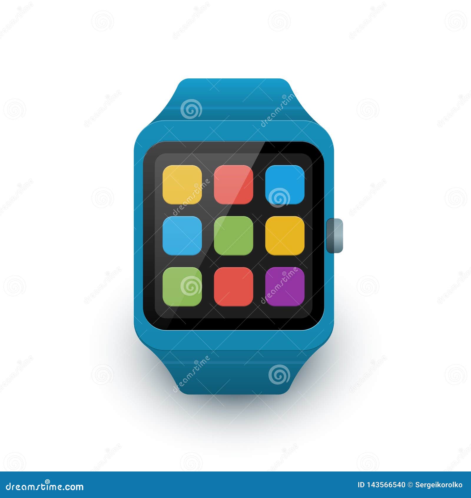 Smart Watch with Colorful App Icons on the Screen. Vector Smartwatch Icon  on White Background Stock Vector - Illustration of intelligent, device:  143566540