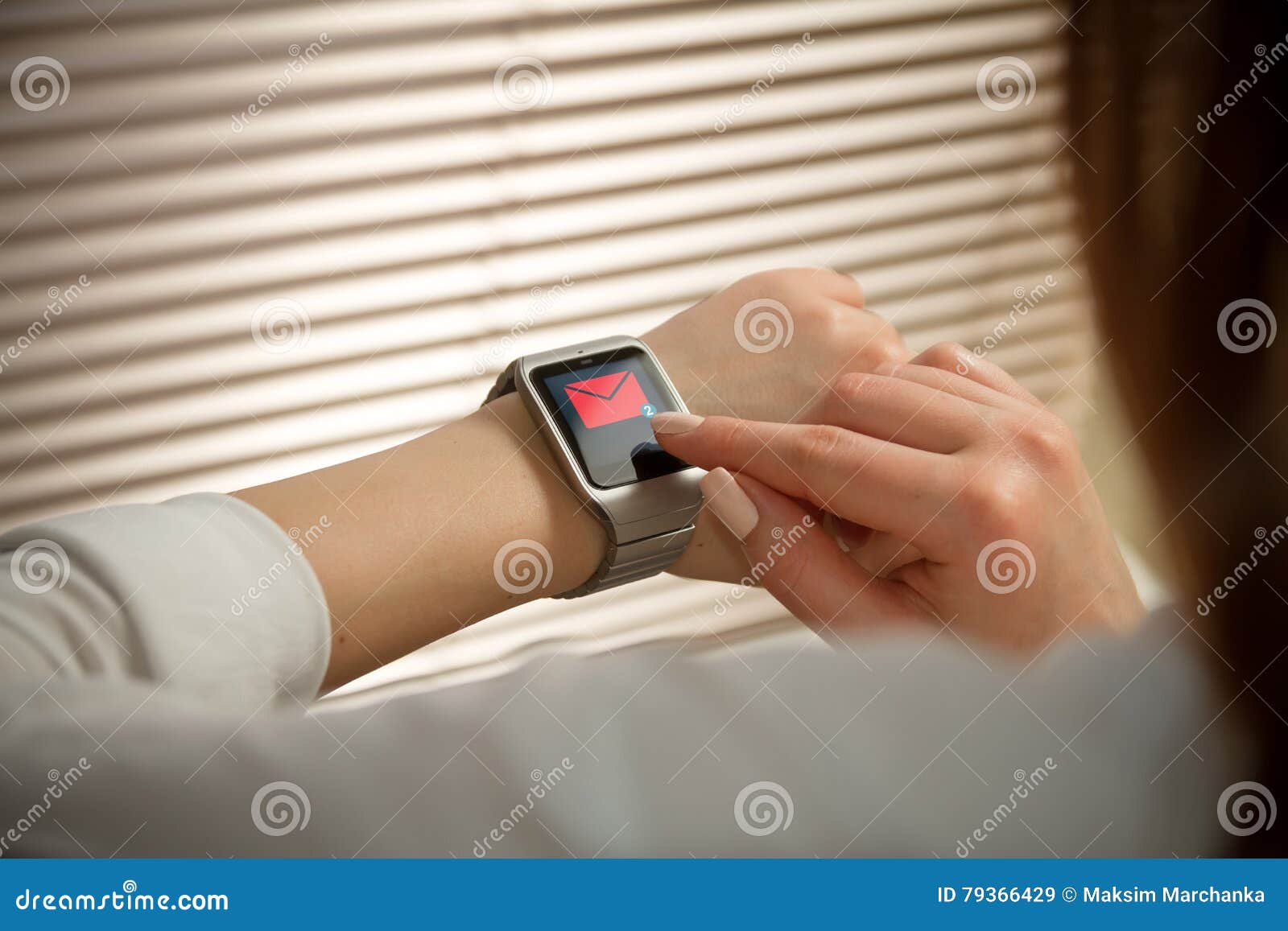 Smart Watch on a Female Hand Stock Image Image of happy, real 79366429