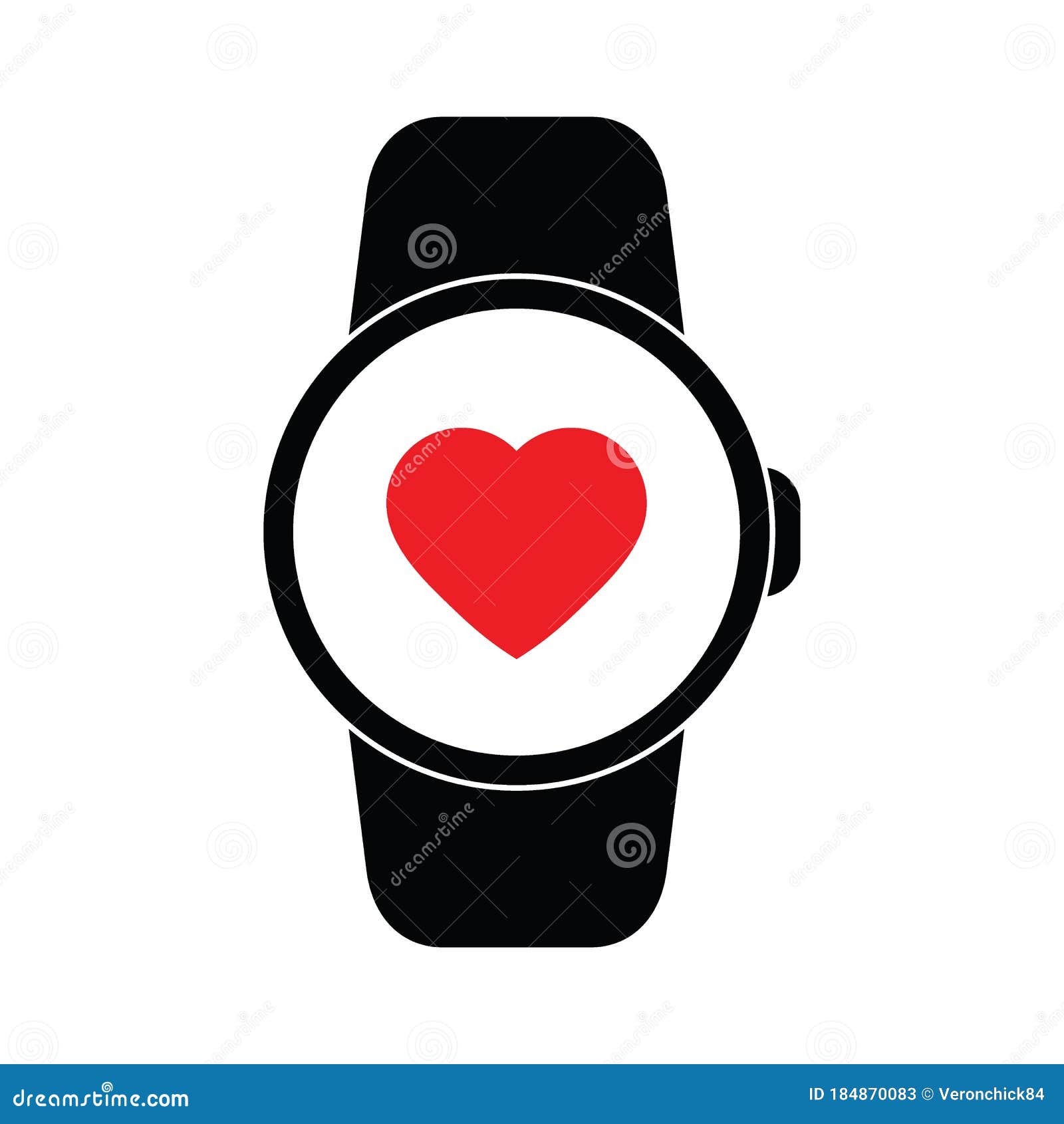 wrist watch clipart black and white hearts