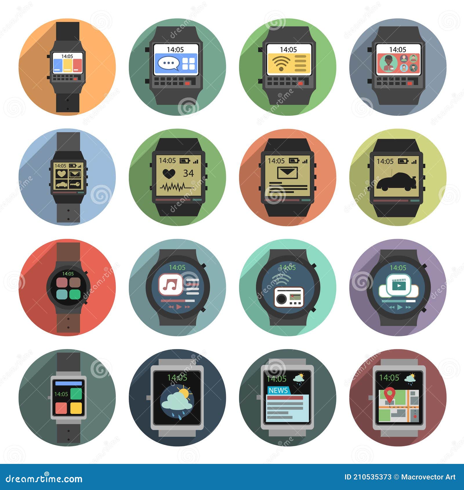 Smart Watch Icons stock vector. Illustration of interface 210535373