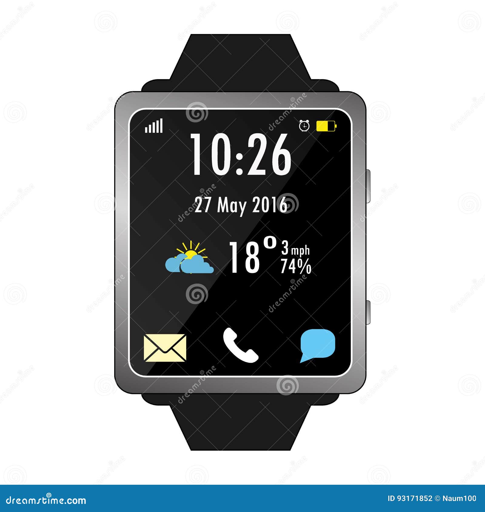 Smart Watch Isolated on White Stock Vector Illustration of clock