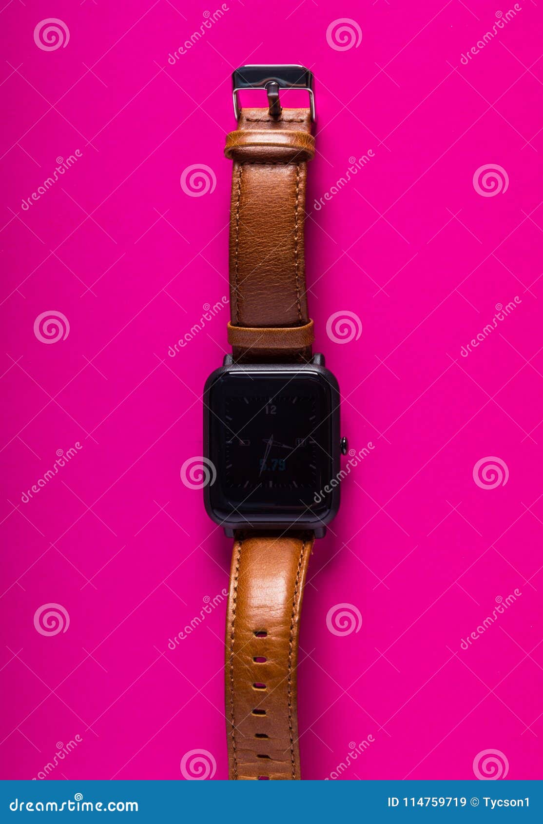 Smart Watch with Leather Strap Stock Image Image of business, life