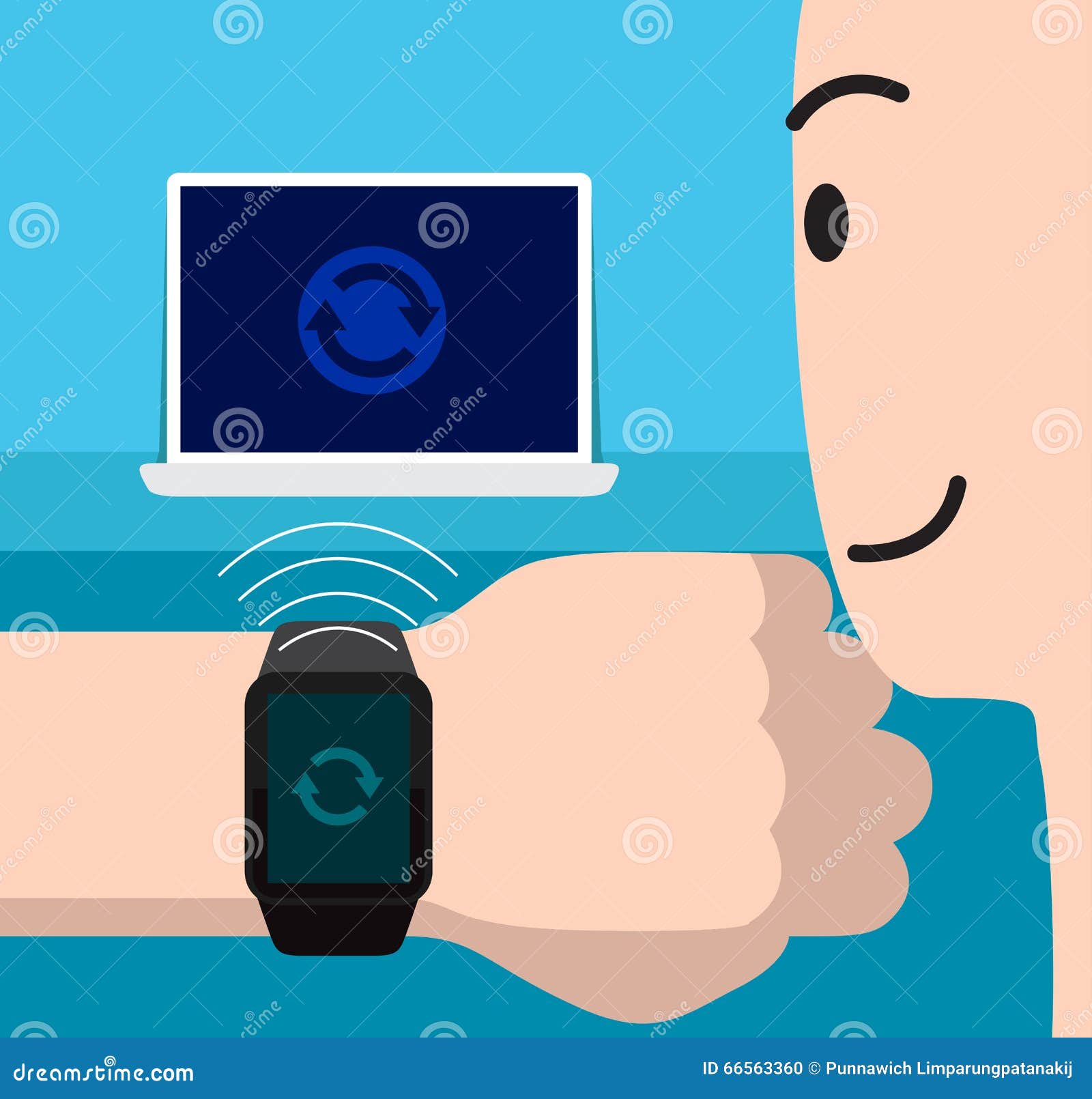 Smart Watch Synchronization Cartoon Vector Illustration Stock Vector ...