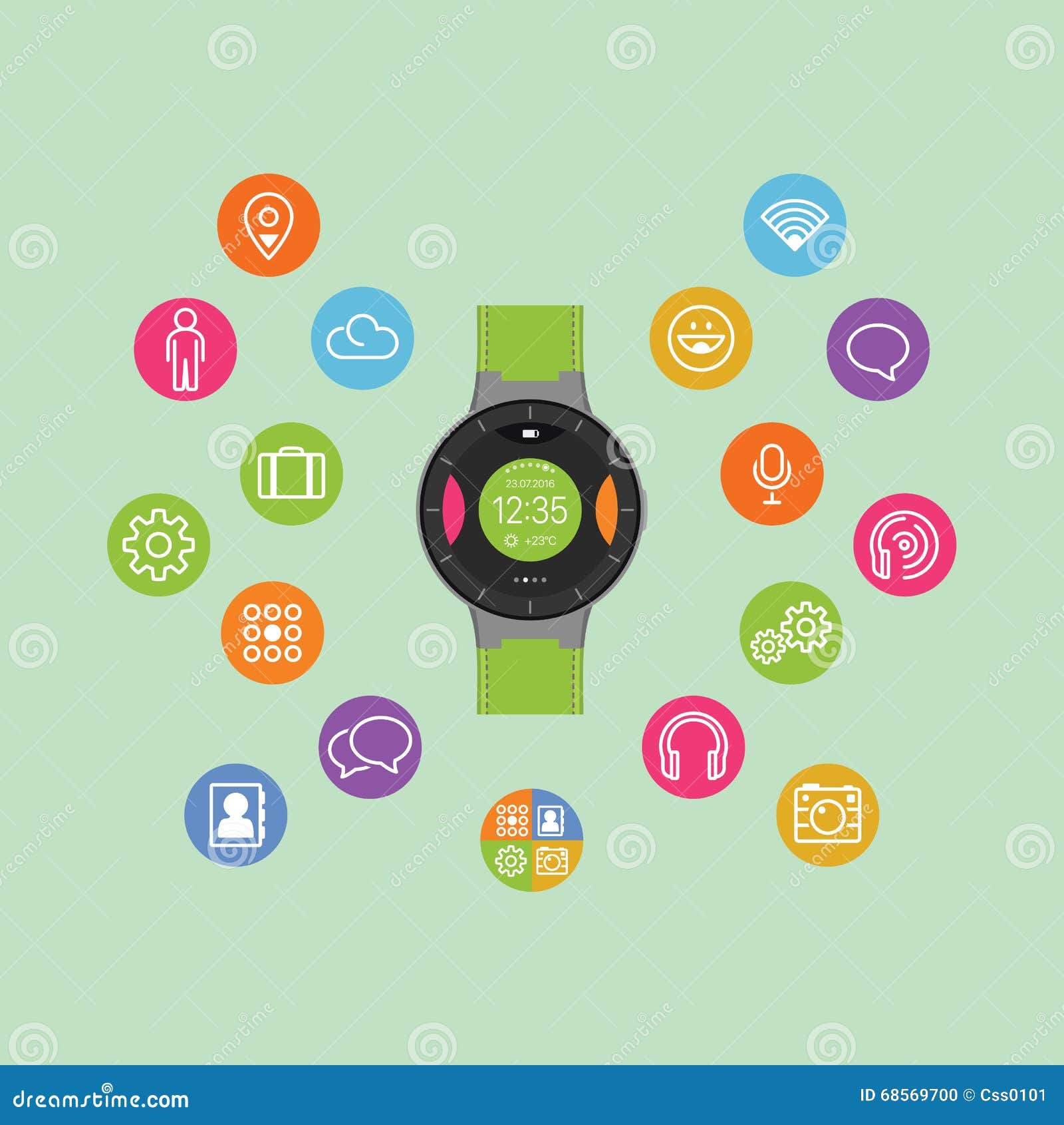 Smart Watch Vector Illustration. Mobile Gadget Stock Vector