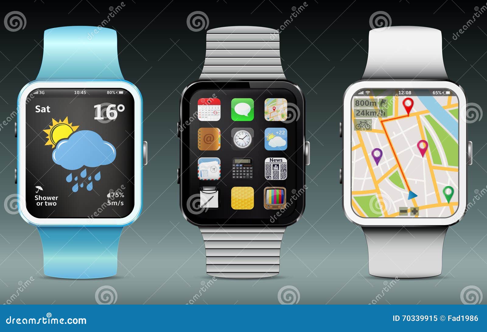 Smart Watches stock vector. Illustration of navigation 70339915