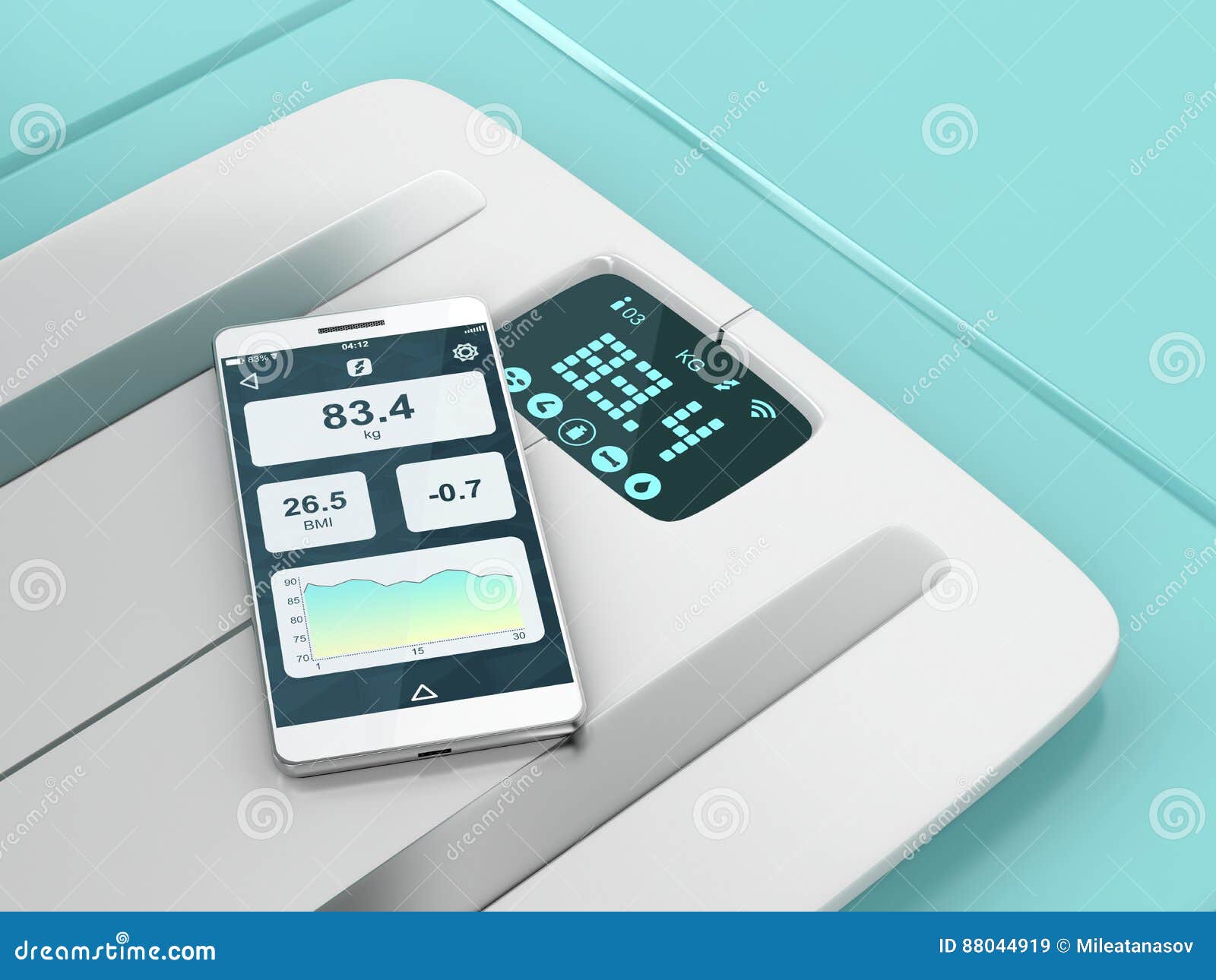 Smart Weight Scale and Smartphone Stock Illustration Illustration of