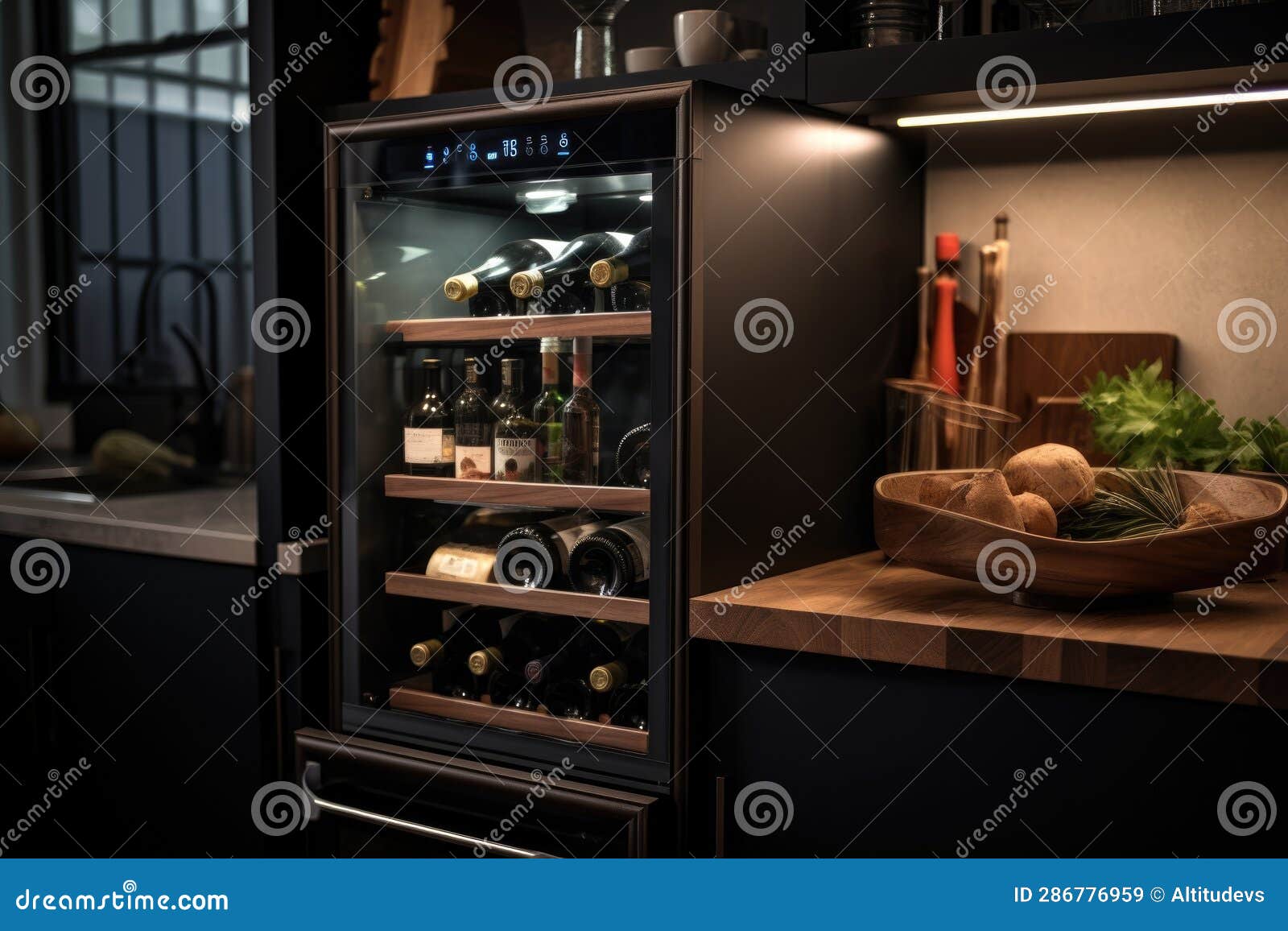 Smart Wine Fridge with Builtin Wine Guide Stock Illustration