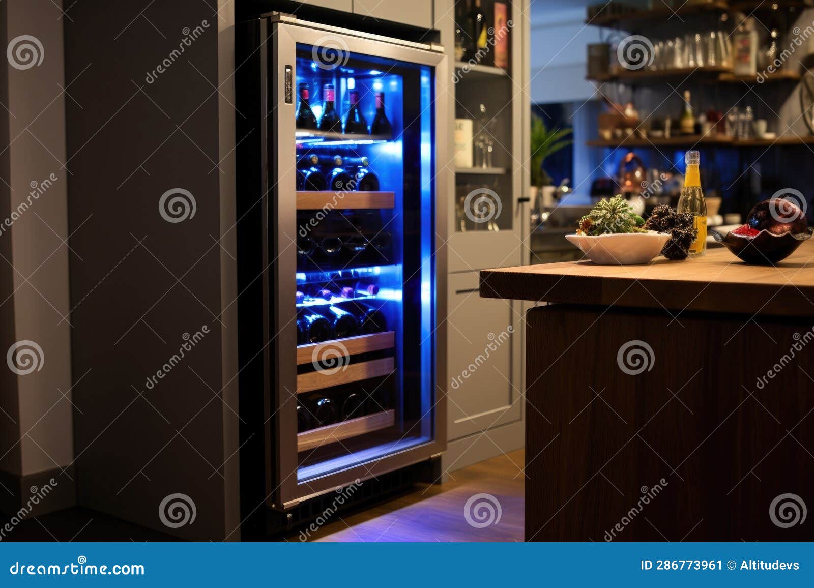 Wine Fridge Door Open, Revealing Storage Compartments RoyaltyFree
