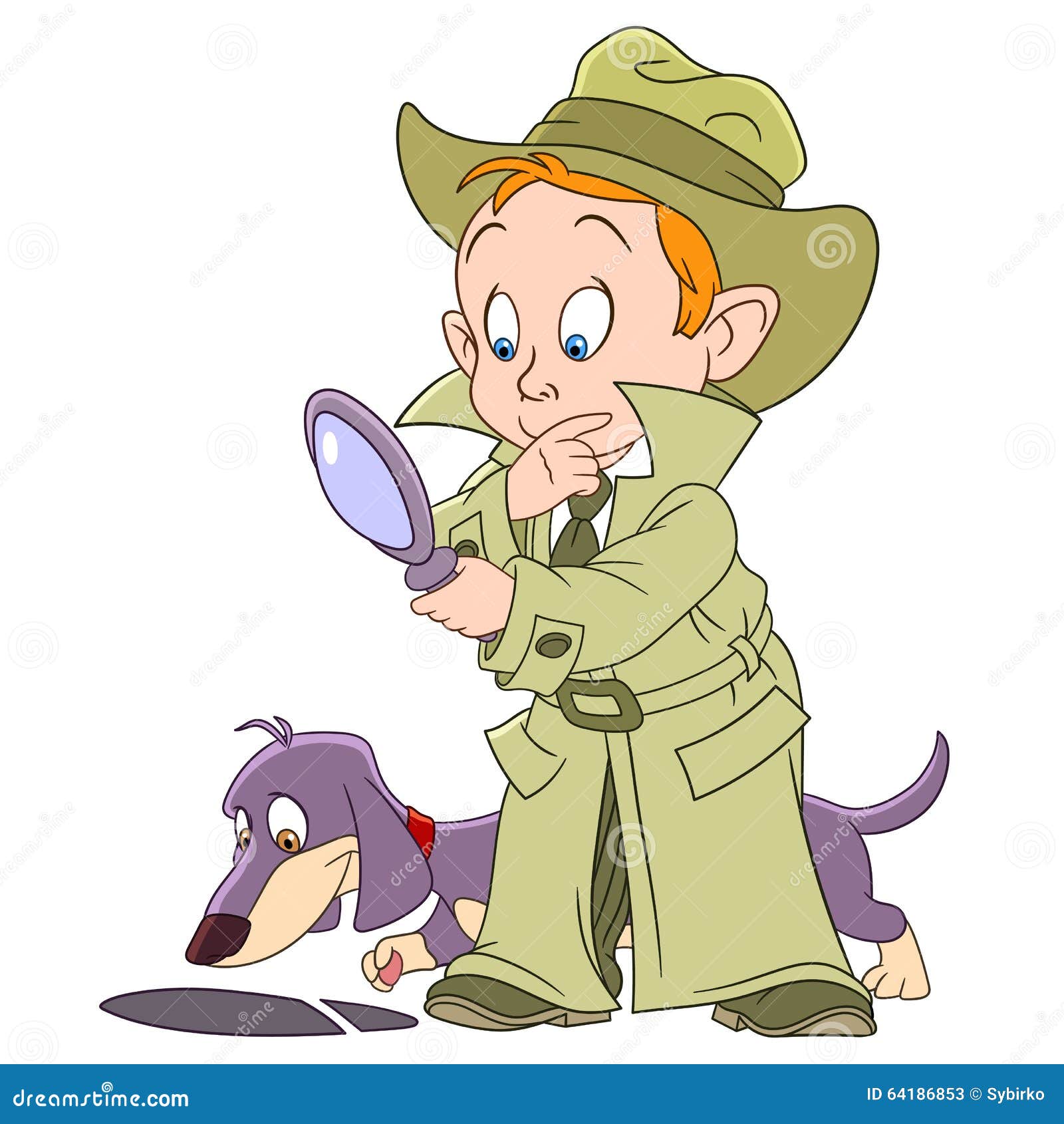 Smart Young Cartoon Detective Boy Stock Vector - Illustration of dachshund,  detective: 64186853
