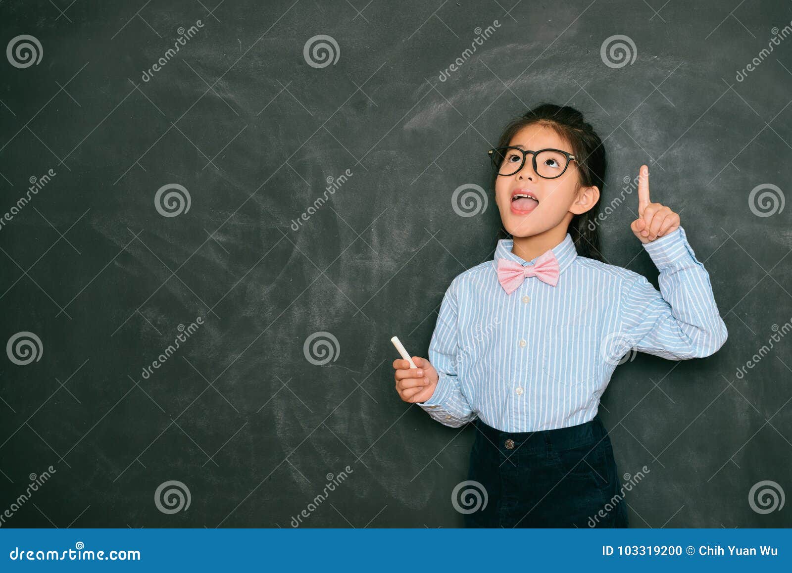 Smart Young Educator Using Chalk Blackboard Stock Photo Image of