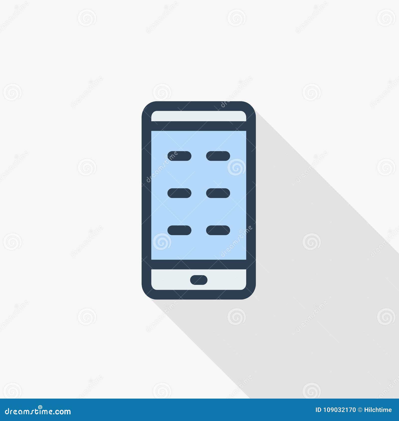 Smartphone, линия плоский значок мобильного телефона тонкая цвета Линейный  символ вектора Красочный длинный дизайн тени Иллюстрация вектора -  иллюстрации насчитывающей линия, изображение: 109032170