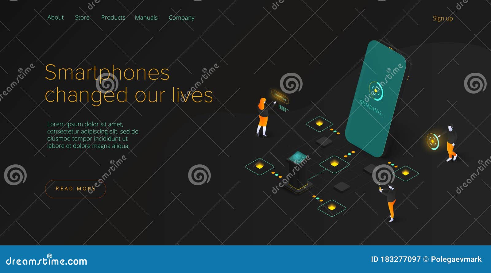 smartphone addiction in isometric  . people addicted using smart or mobile phone. cellphone addicts background