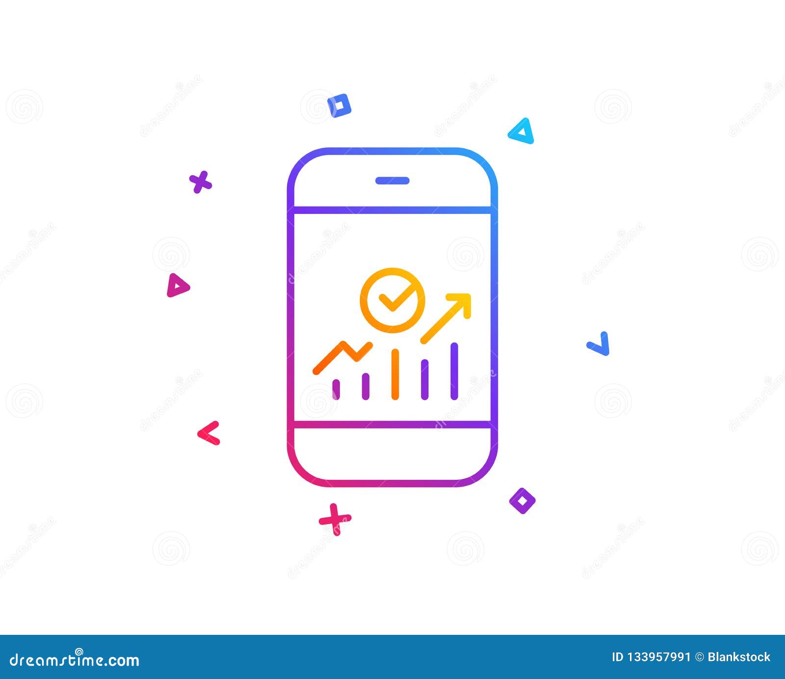 Smartphone Audit Or Statistics Line Icon. Vector Stock ...