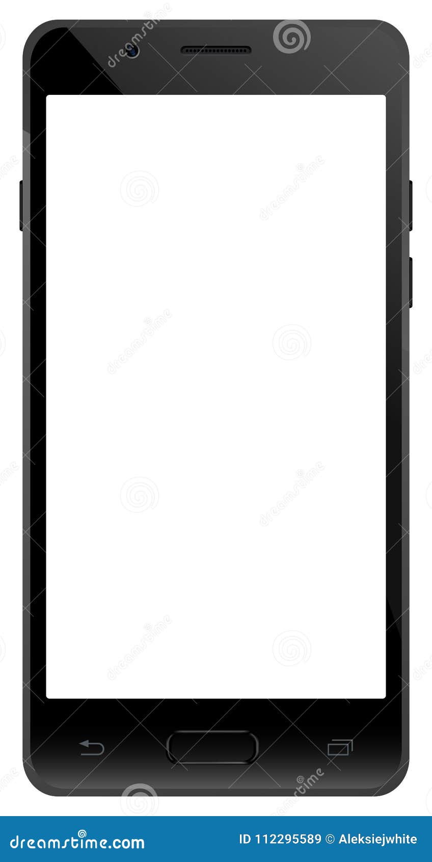 Smartphone Black Color with Blank Screen Moc-kup. Front View of Modern ...