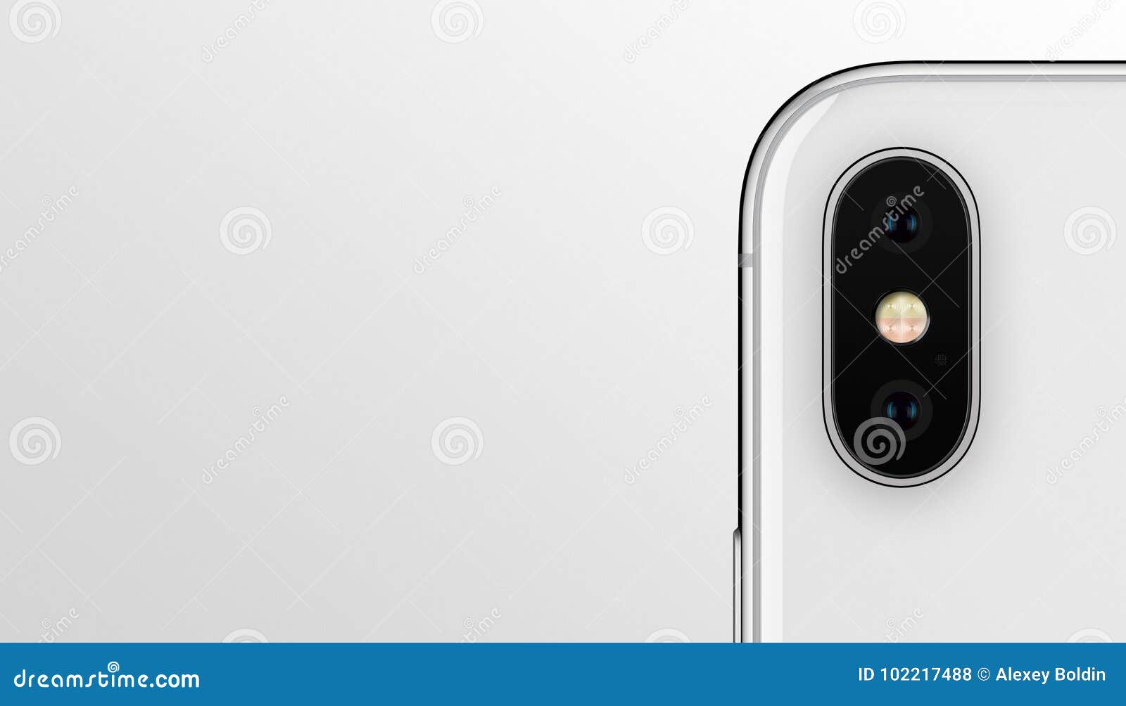 Closeup White Smartphone Similar To IPhone X Dual Camera Module on Gray