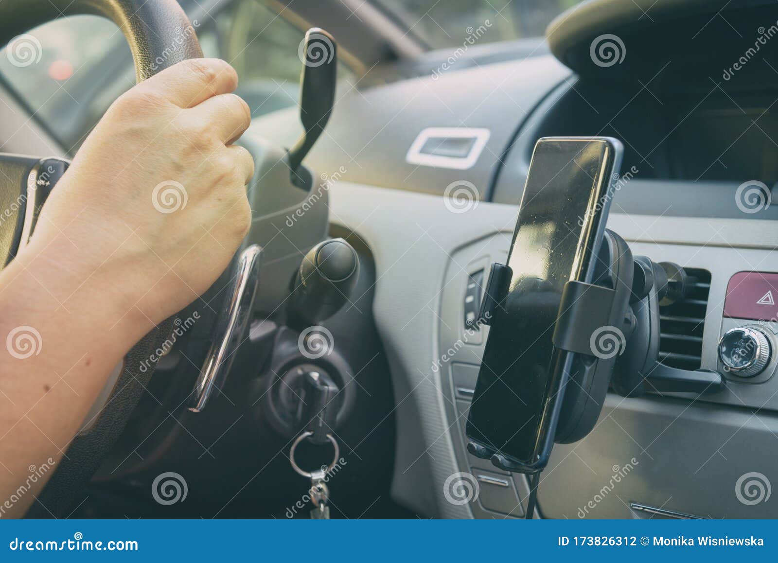 Smartphone Charging in a Car Stock Photo Image of transport, screen