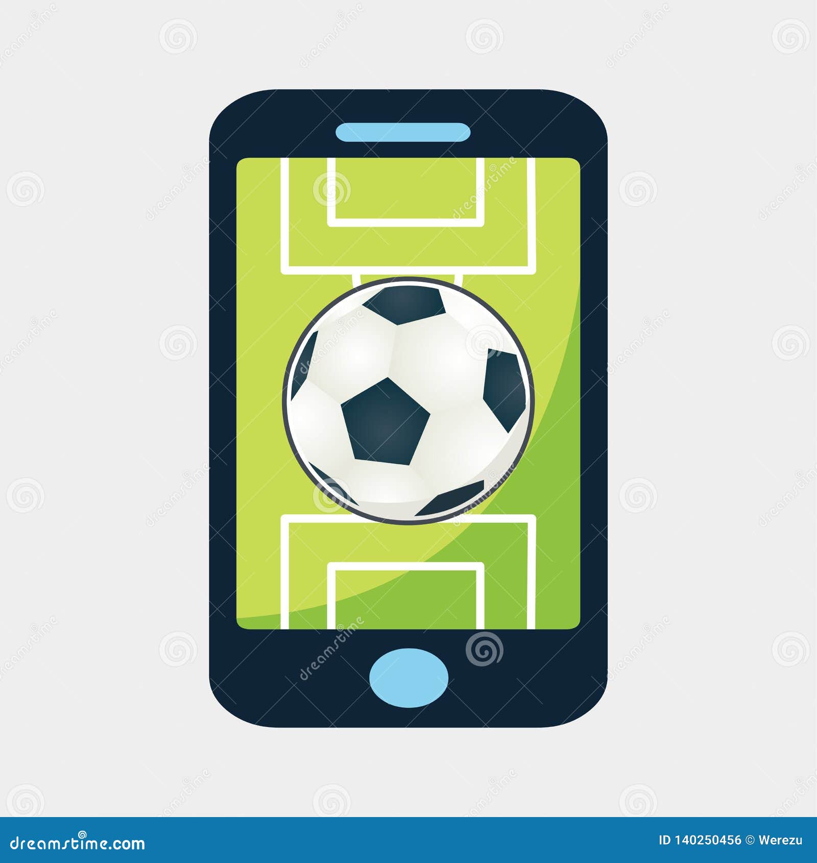 Vetores de Smartphone Com Campo De Futebol E Bola De Futebol