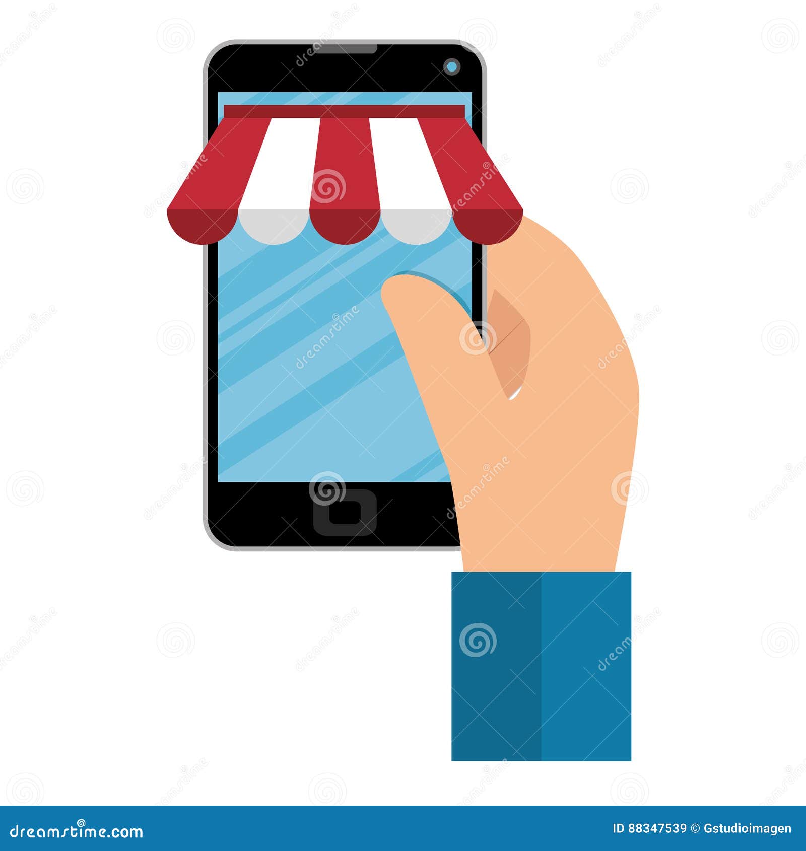 Smartphone with Commercial App Stock Vector Illustration of graphic