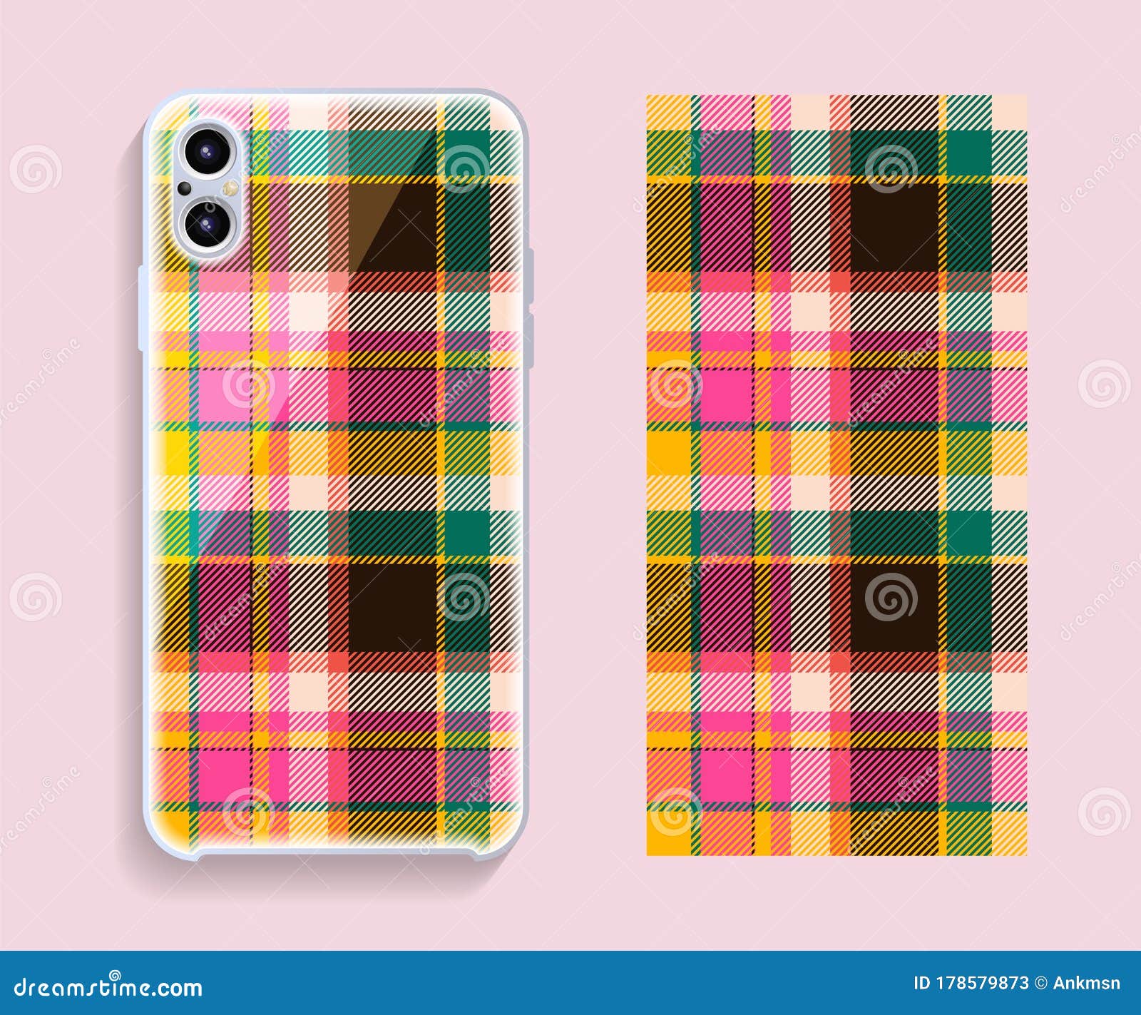 Smartphone Cover Design Vector Mockup. Template Geometric Pattern for