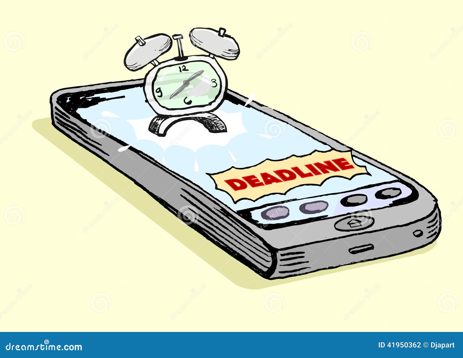 Smartphone Deadline Notification Stock Vector Illustration of clock, time 41950362