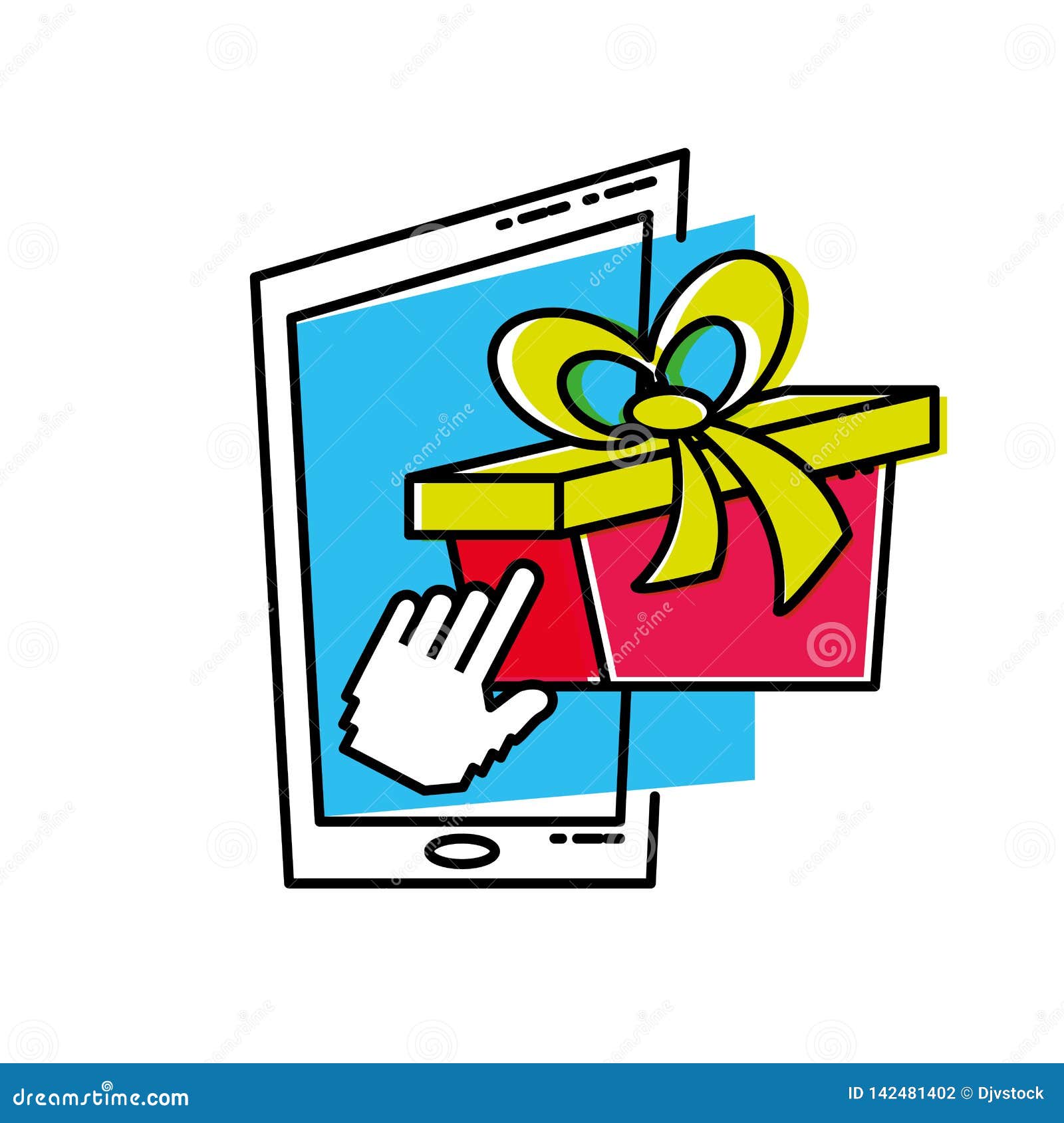 Smartphone Device with Gift Box Stock Vector Illustration of mobile