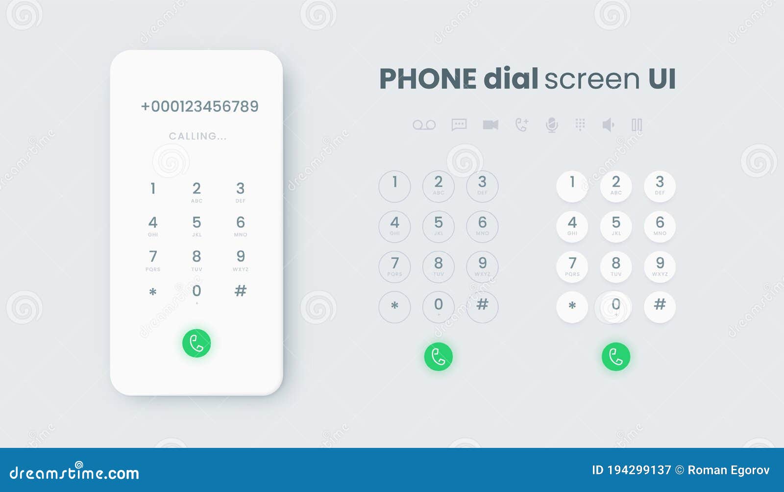 smartphone dial. realistic phone number pad, call screen ui with keypad and dial buttons.   telephone