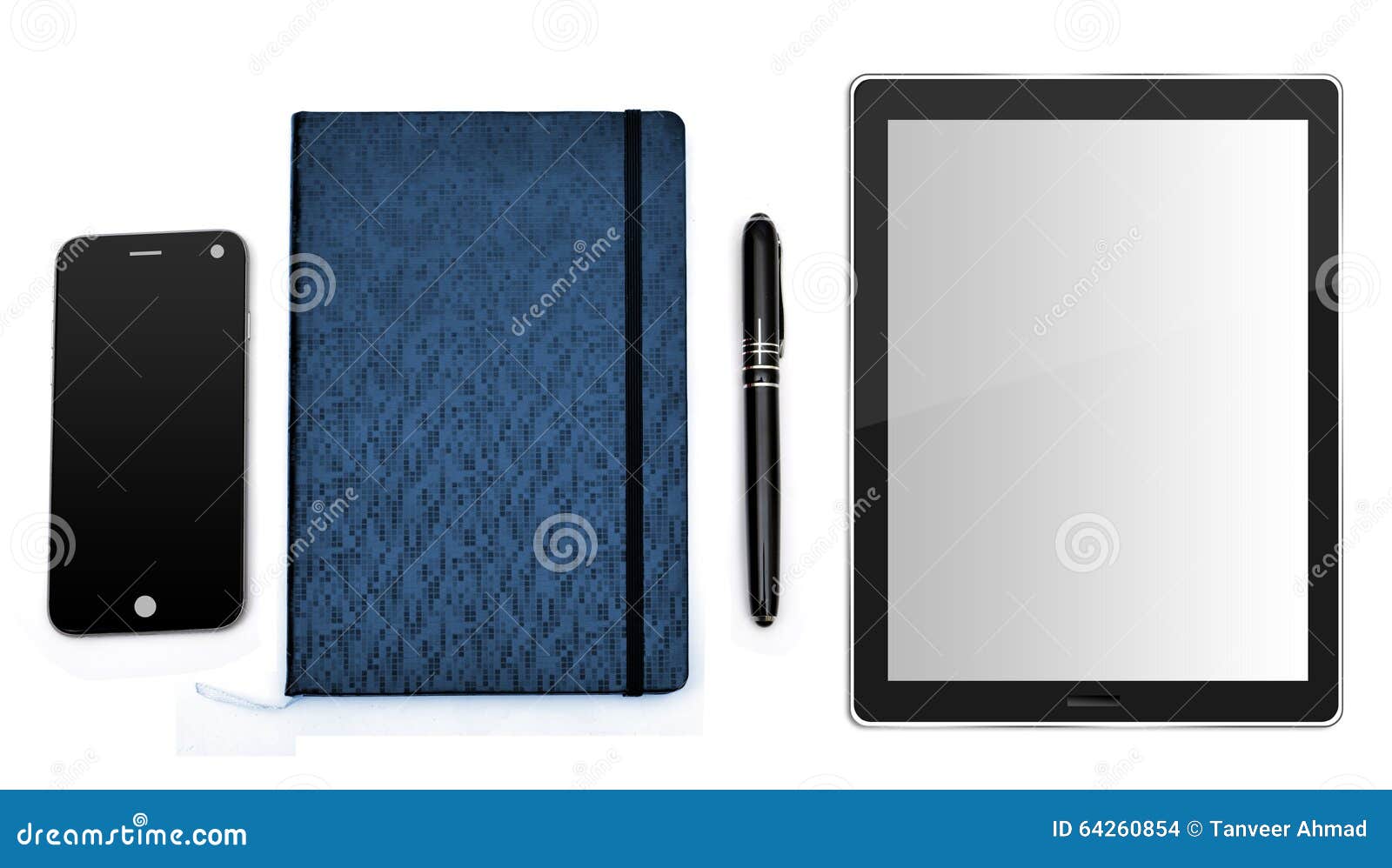 Smartphone, Diary Pen and Smart Tablet Pc Stock Photo Image of