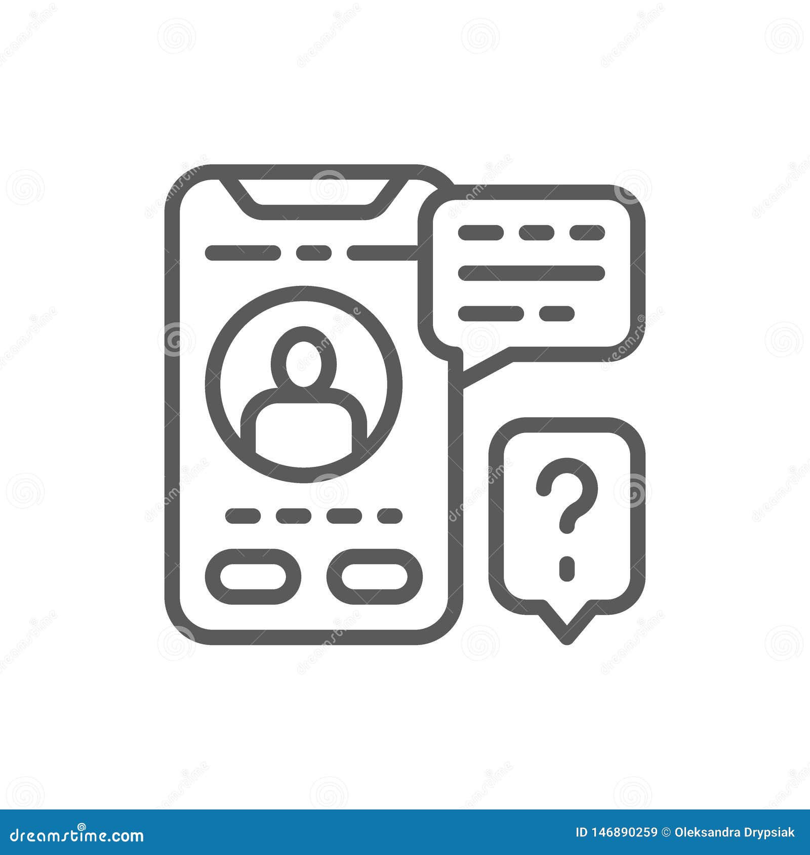 Download Smartphone Display With Messages Line Icon. Stock Vector ...
