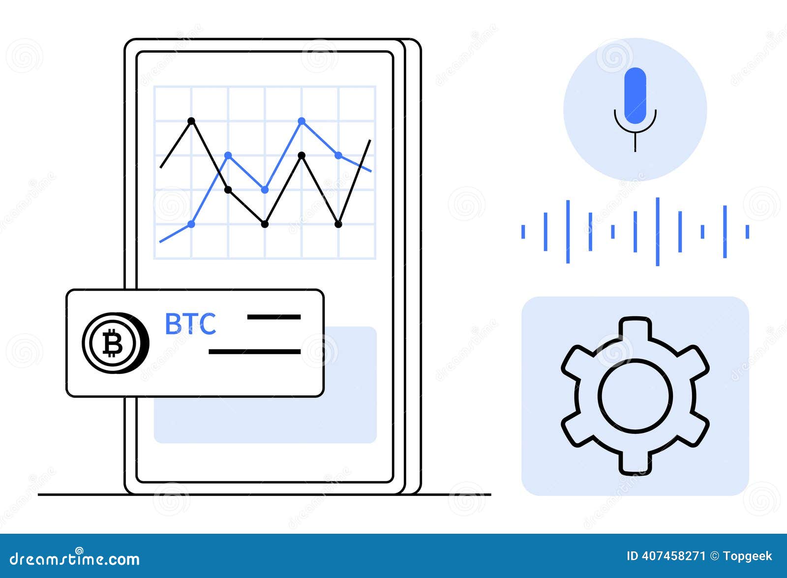 Mobile Data Analytics with Cryptocurrency Integration and Voice Control  Features Stock Vector - Illustration of blue, control: 407458271