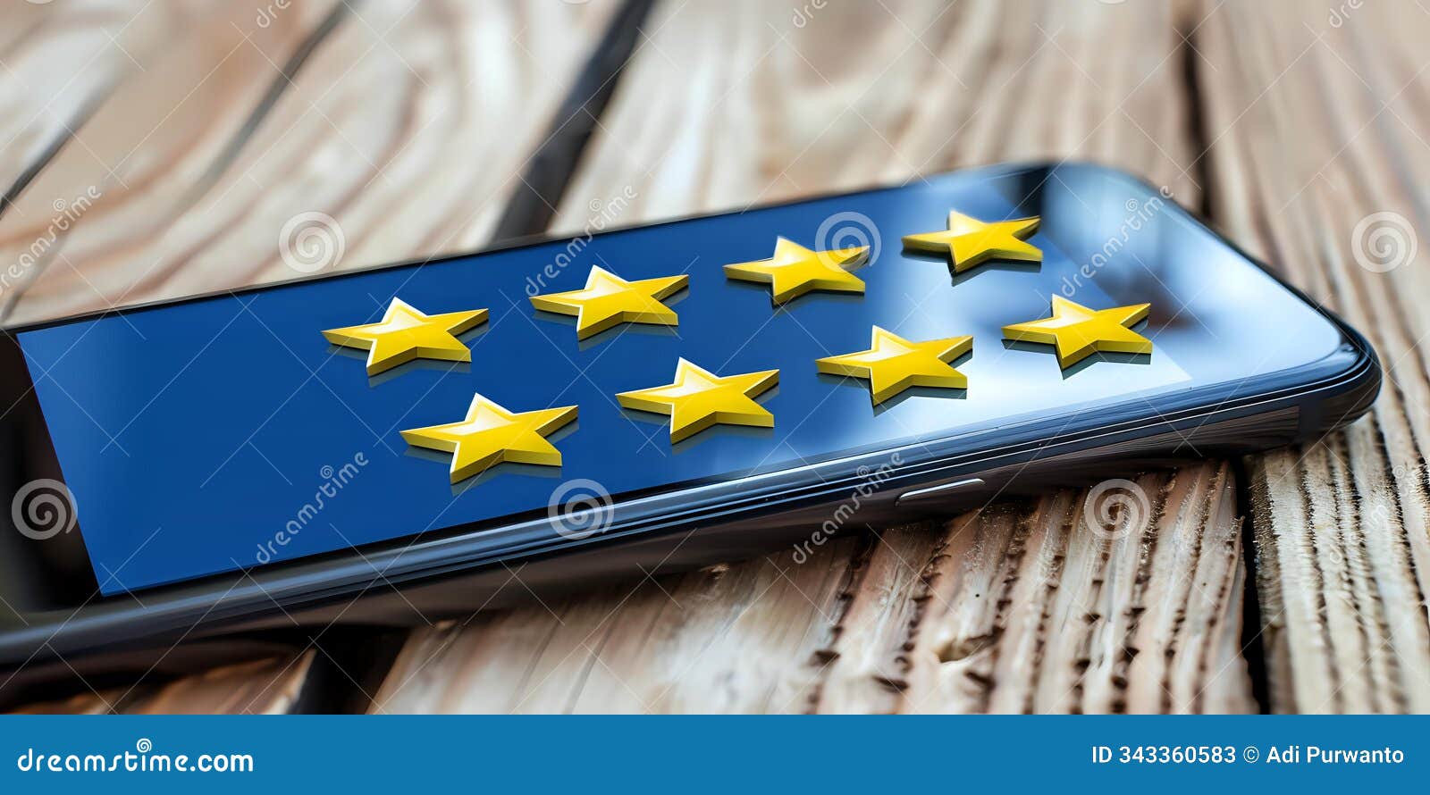 a smartphone displaying nine golden stars, izing ratings or reviews