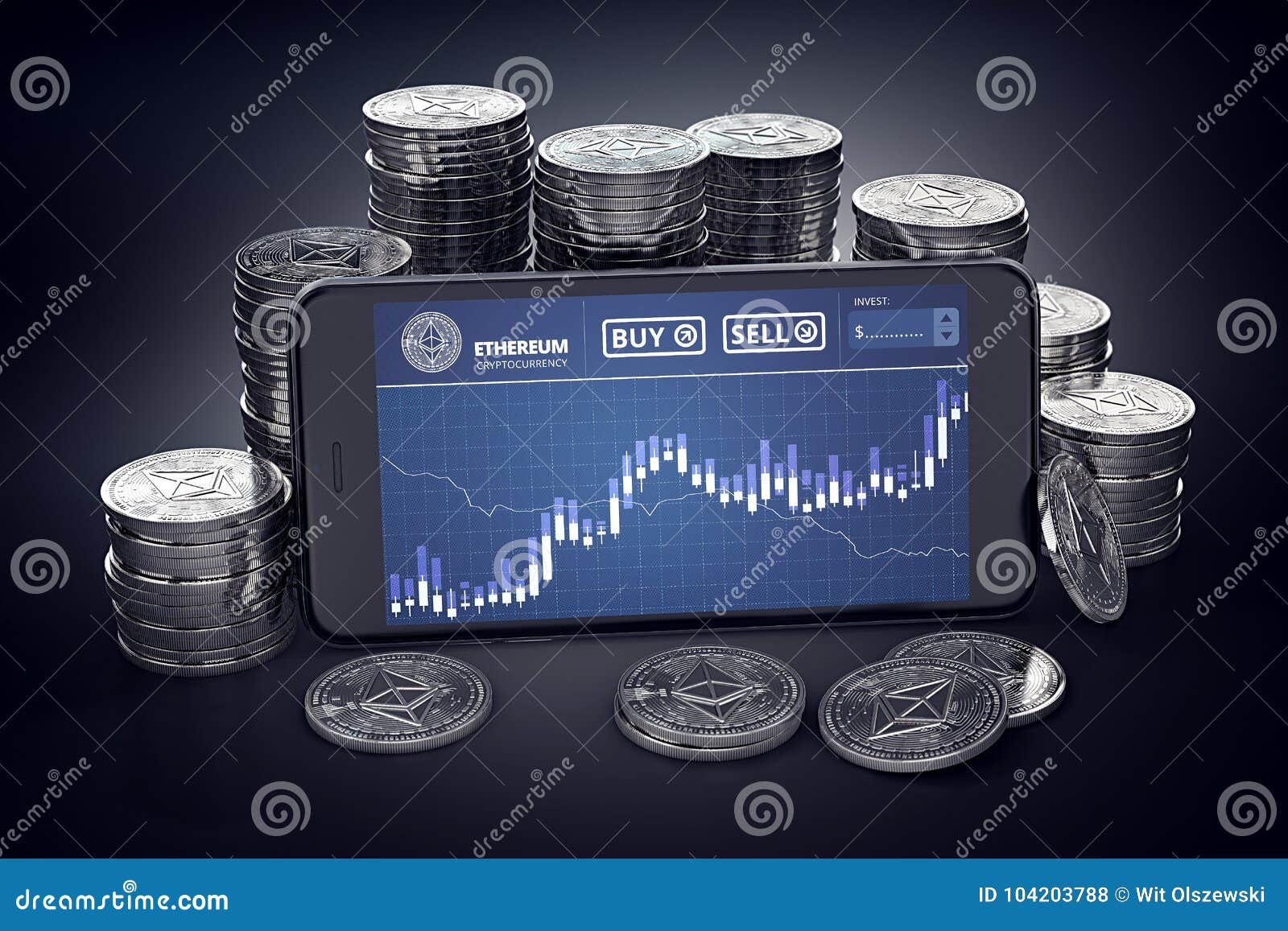 Smartphone With Ethereum Trading Chart On-screen Among ...