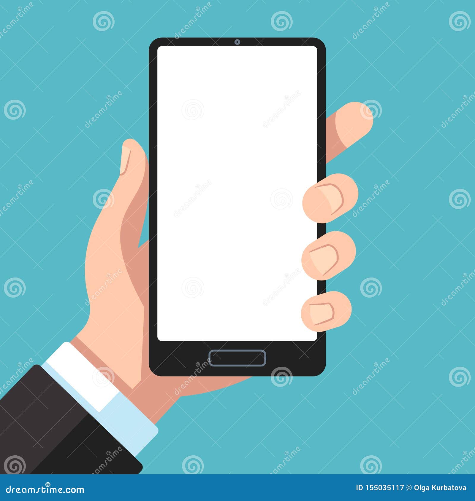 Smartphone In Hand Businessman Hand Holding Mobile Phone Cell Phone In Arm Template For App Presentation Flat Vector Stock Vector Illustration Of Blower Modern 155035117