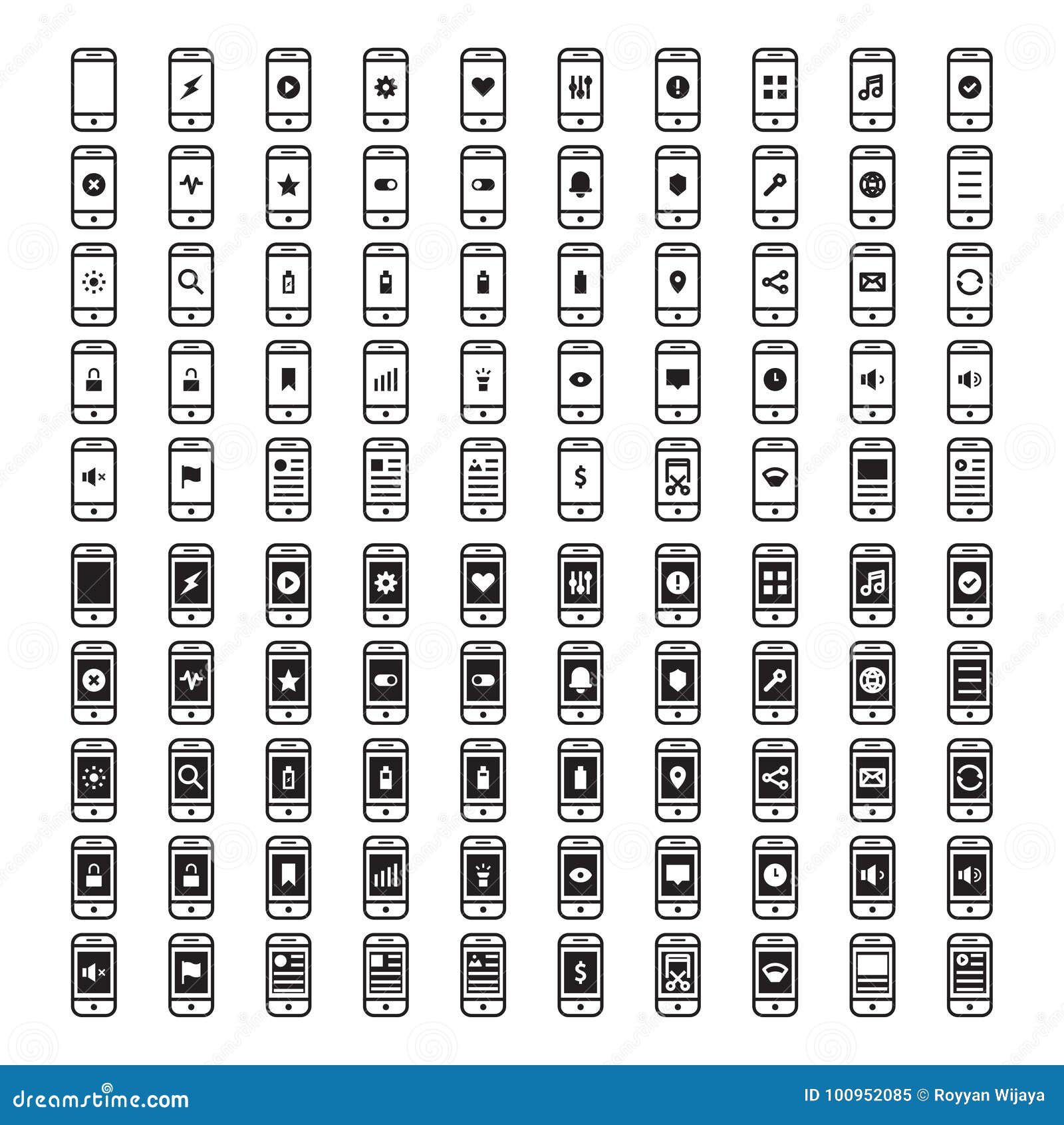 Smartphone Icon Set with Many Kind of Type Stock Vector - Illustration