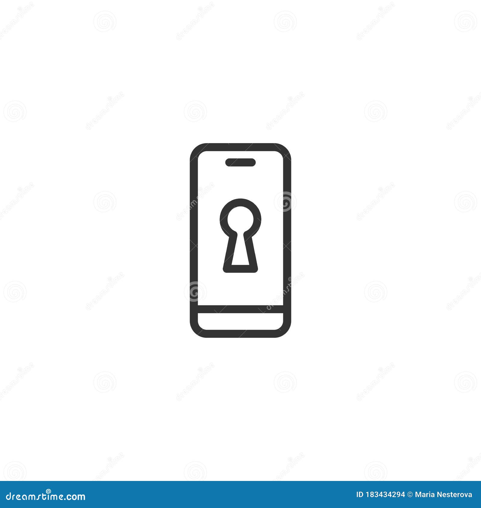 smartphone with key hole silhouette simple icon. locked, safe, protected phine