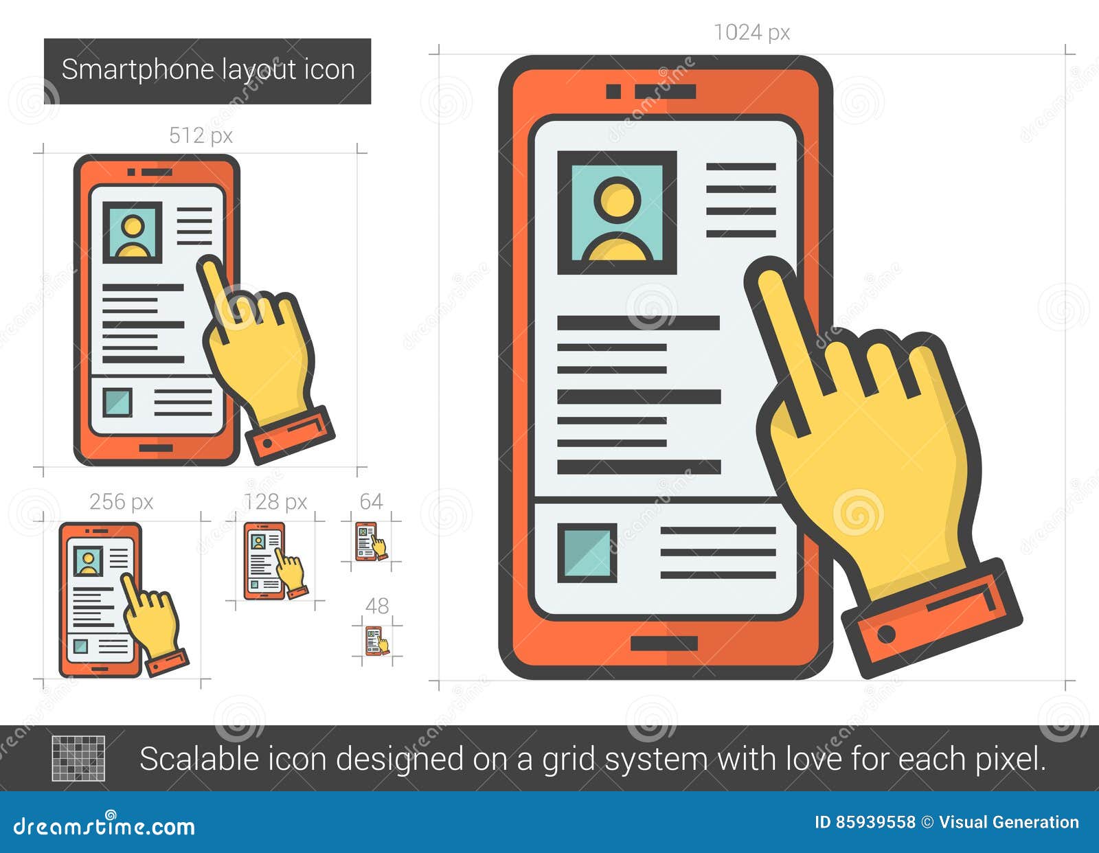 Download Smartphone Layout Line Icon. Stock Vector - Illustration ...