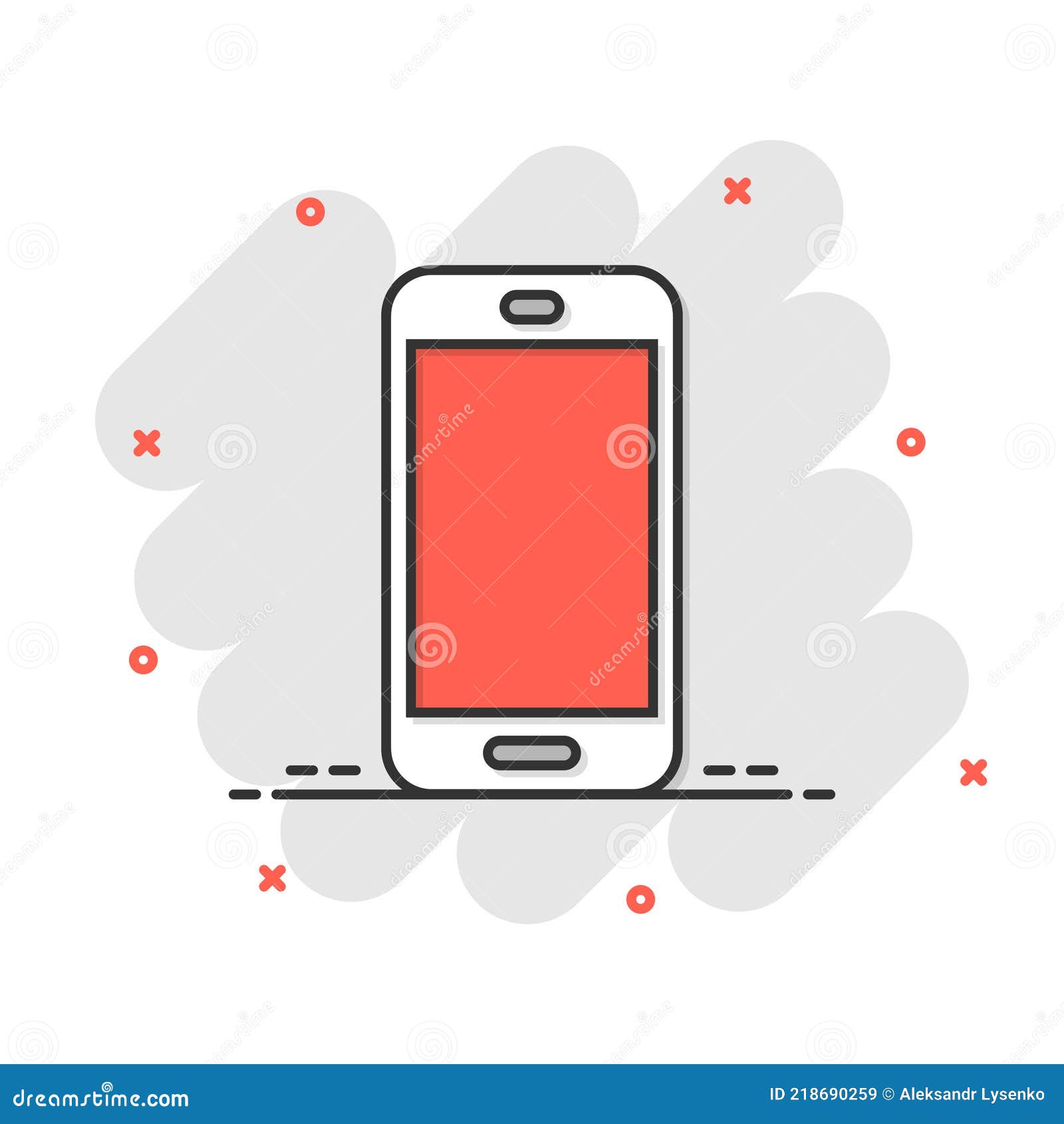 Smartphone-Leerbildschirm-Symbol Im Comic-Stil. Handy Cartoon