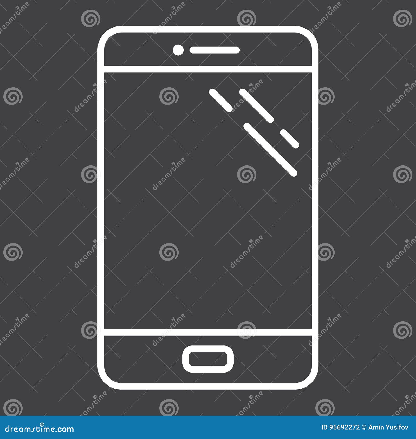Download Smartphone Line Icon, Phone And Touch Screen Stock Vector ...