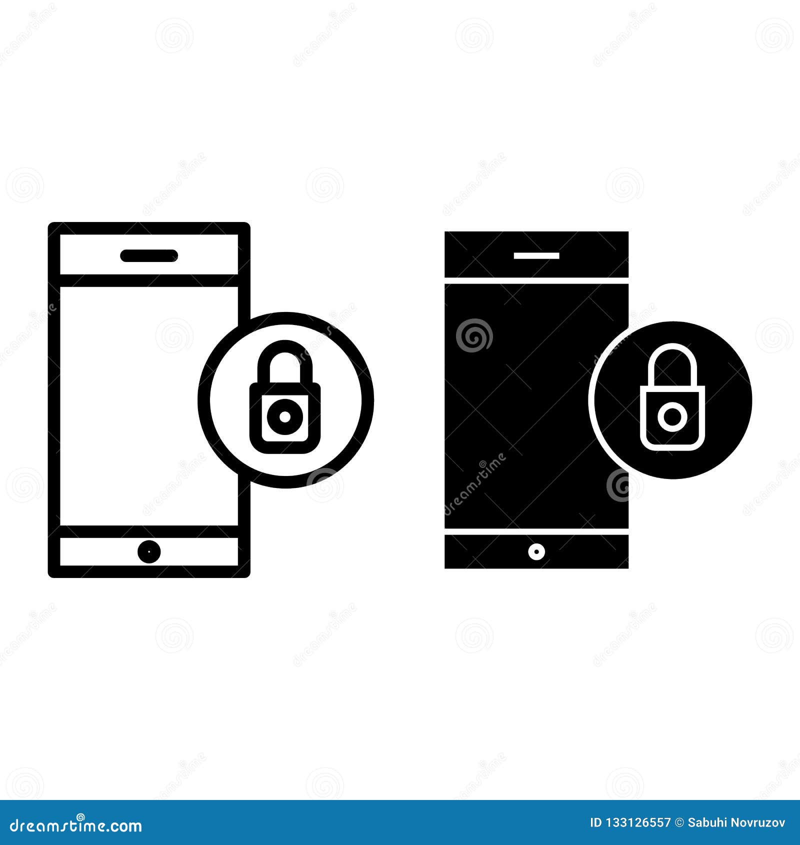 Download Smartphone Lock Screen Line And Glyph Icon. Security On ...