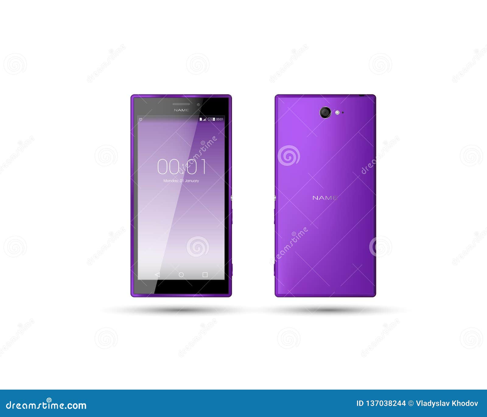 Smartphone magenta aislado en el fondo blanco. Smartphone púrpura aislado en un fondo blanco, usted puede insertar cualquier imagen en lugar de la pantalla Perfeccione para el diseño de la publicidad o del fondo