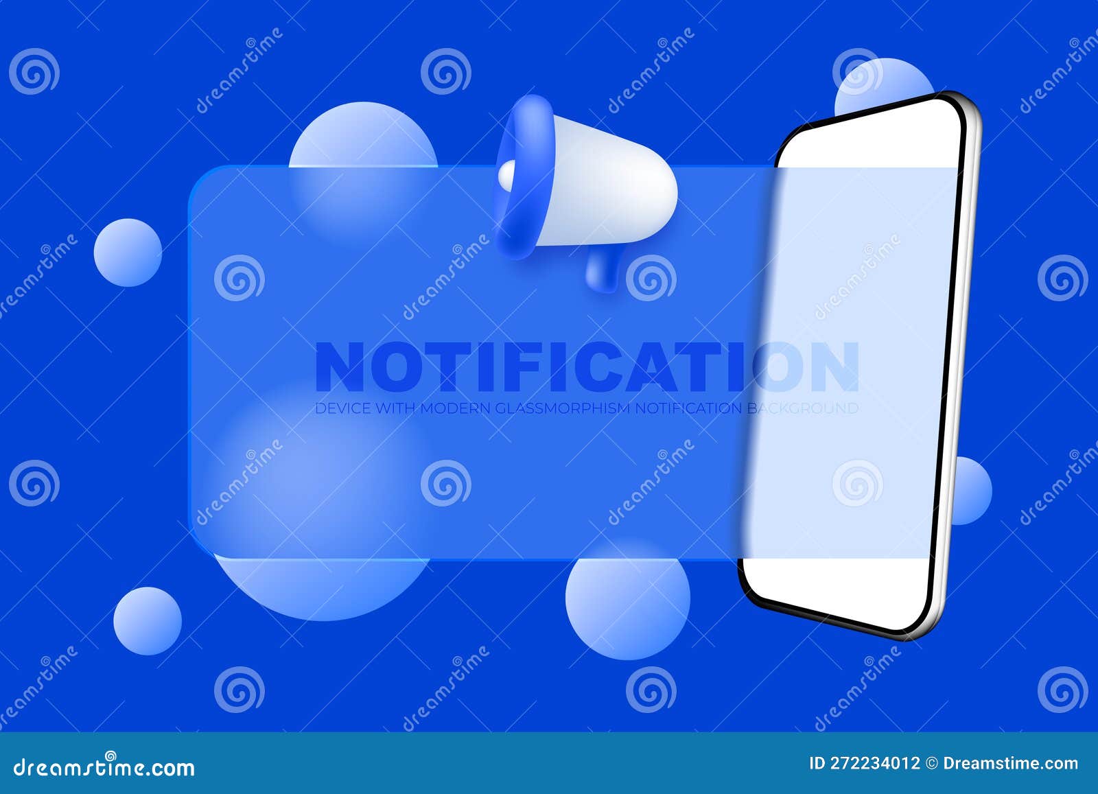 Smartphone with Megaphone 3d Shape Glassmorphism Style Advertisement
