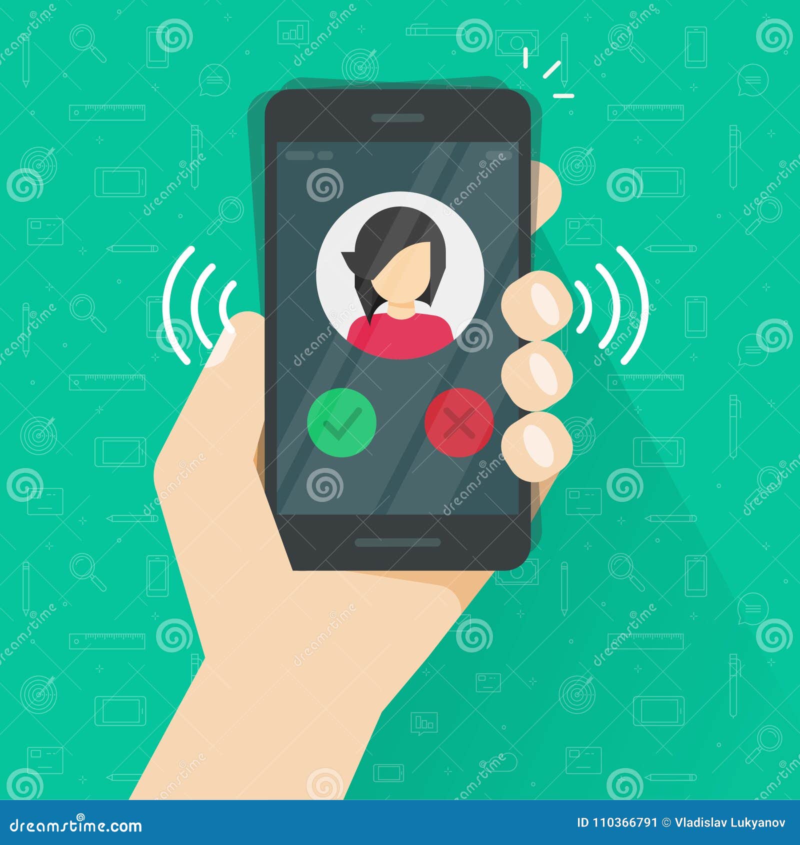 Smartphone Or Mobile Phone Ringing Or Calling Vector Illustration Flat