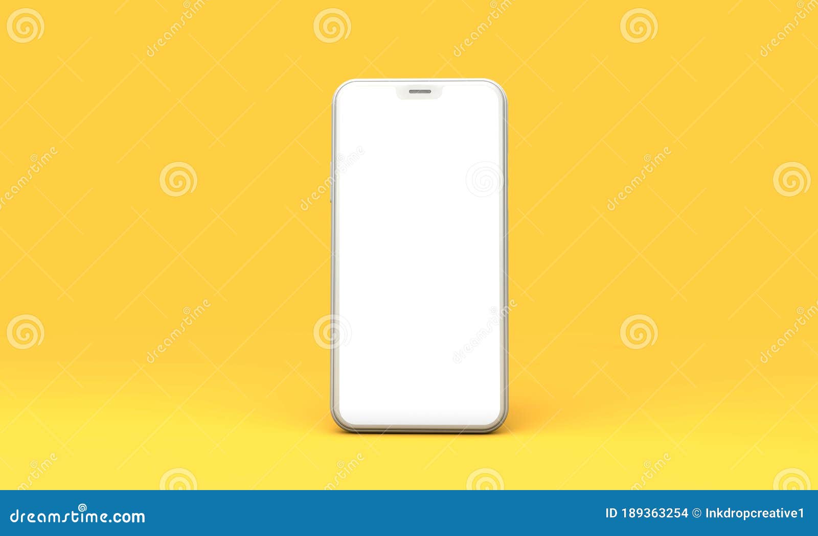 Smartphone Mockup With Blank White Screen On A Yellow Background 3d Rendering Stock Illustration Illustration Of Background Communication 189363254