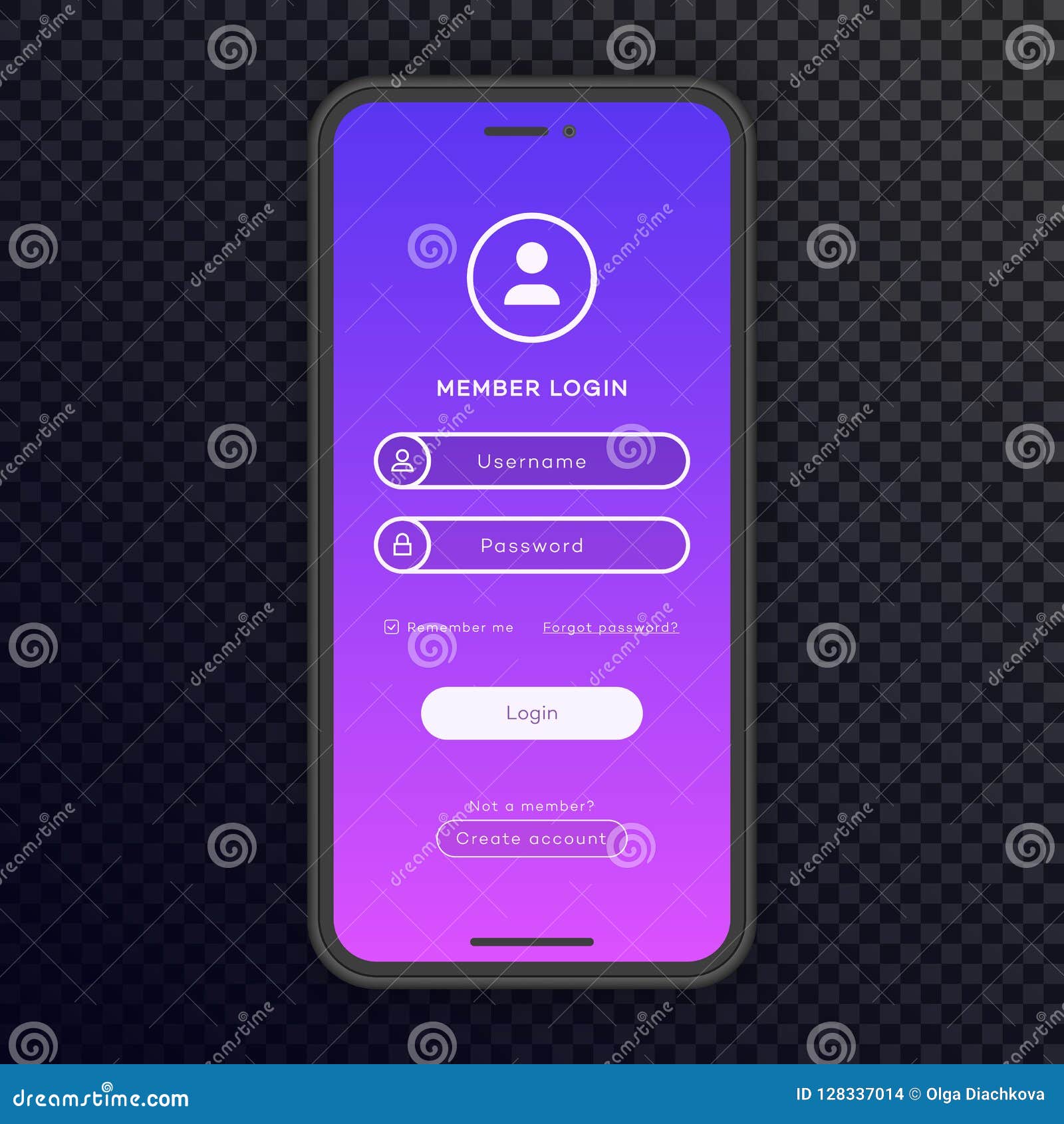 Download Smartphone Mockup With Login Form Page Trendy Background Stock Vector Illustration Of Internet Member 128337014