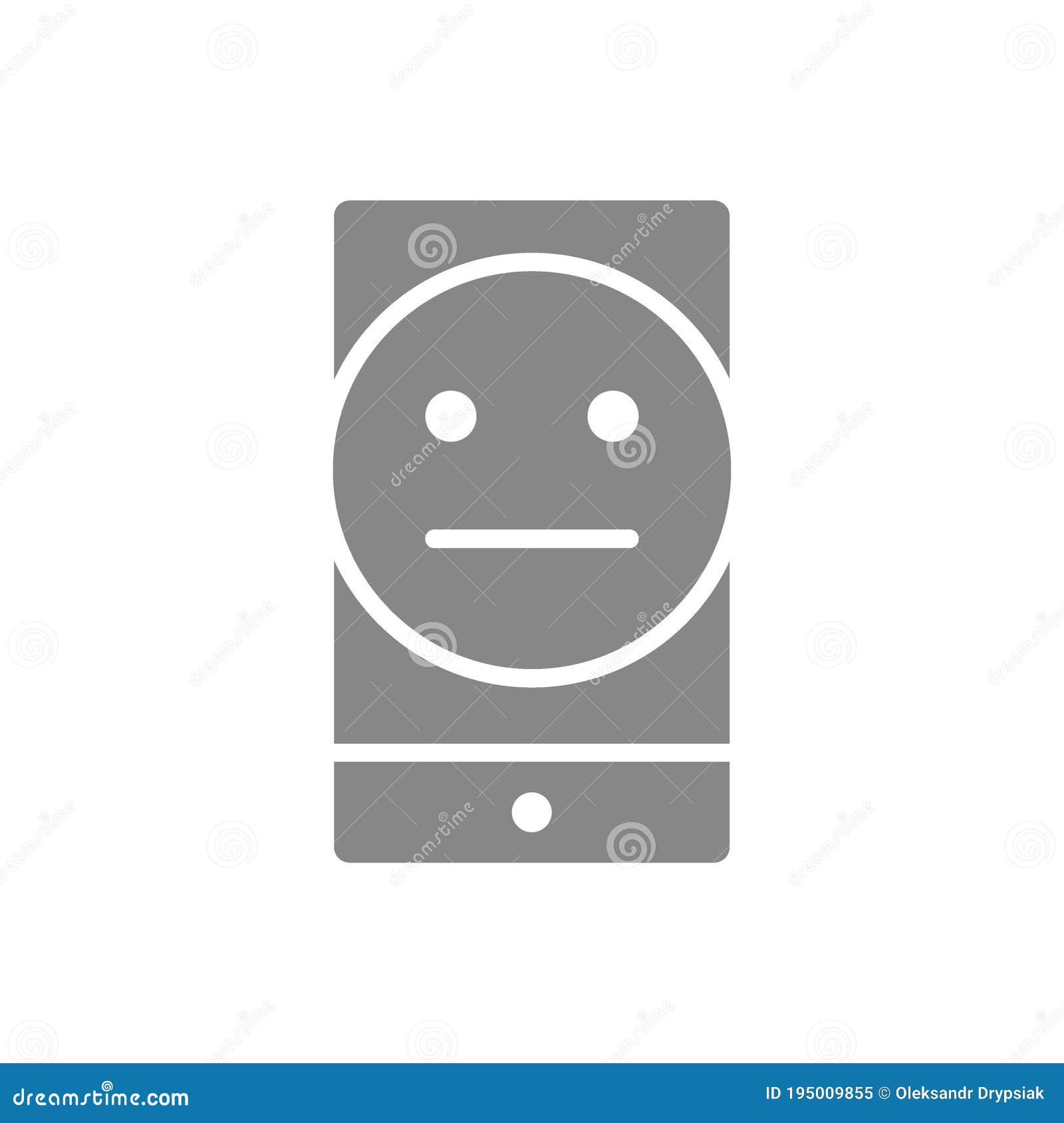 smartphone with neutral face gray icon. client unsatisfaction .