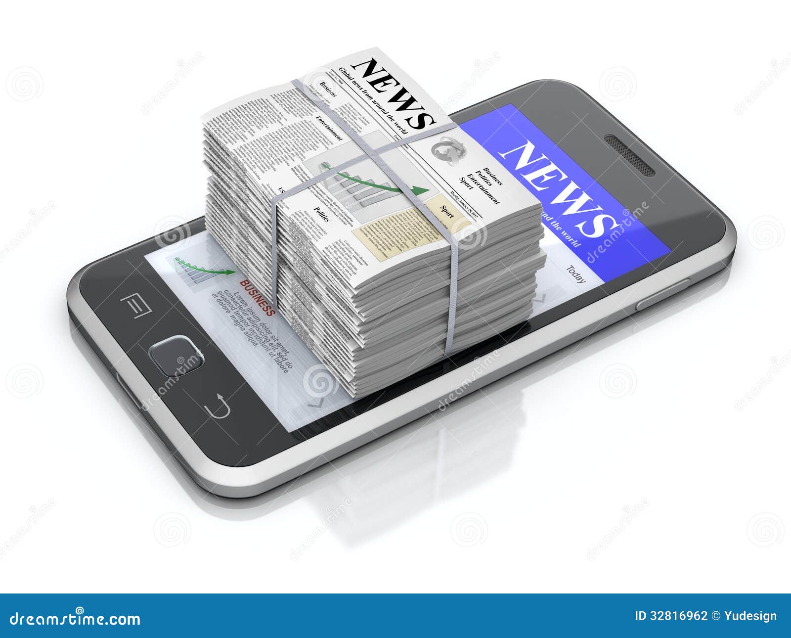 Smartphone and newspapers stock illustration. Illustration of mobile
